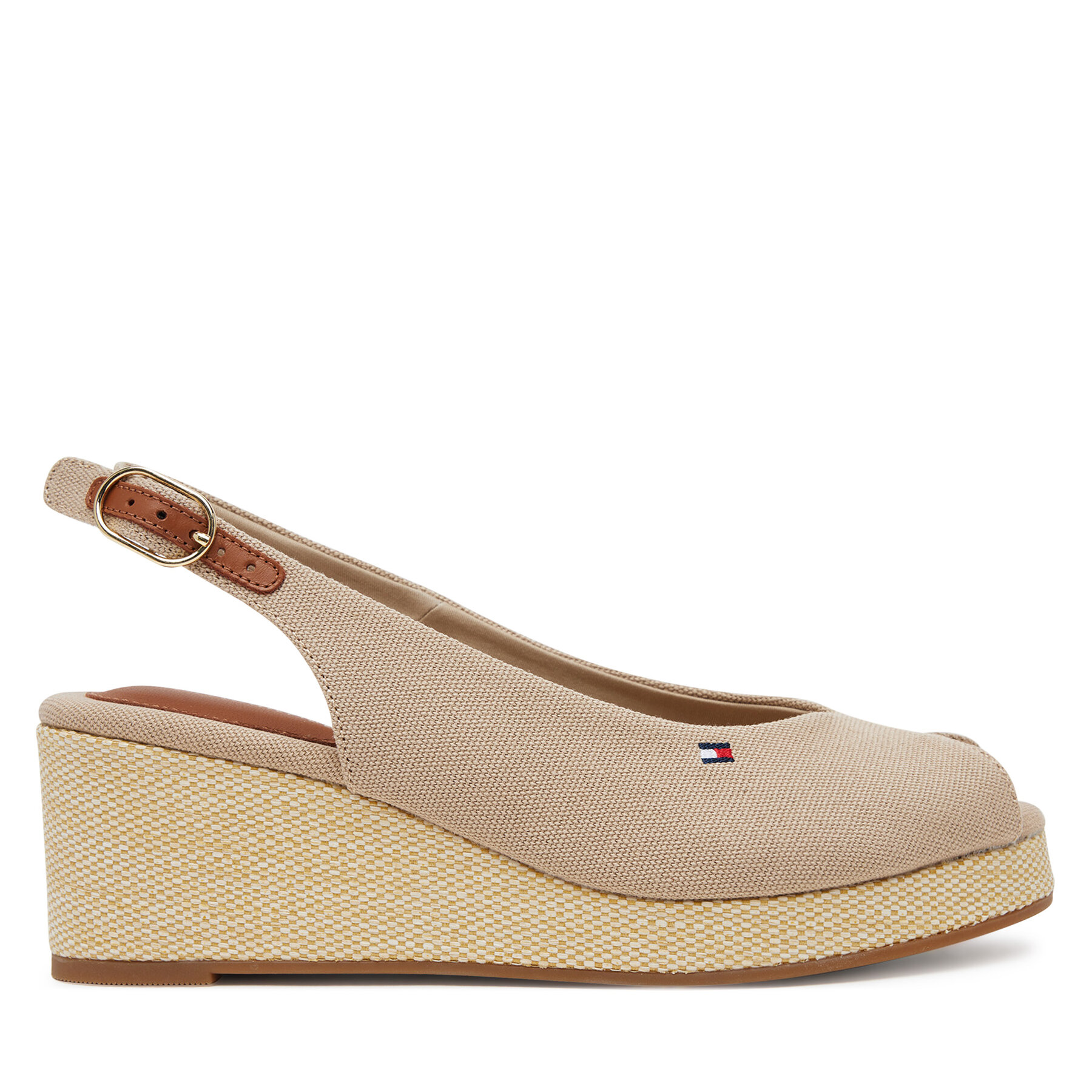 Tommy Hilfiger Sandały Flag Mid Wedge Espad Slingback FW0FW08595 Beżowy