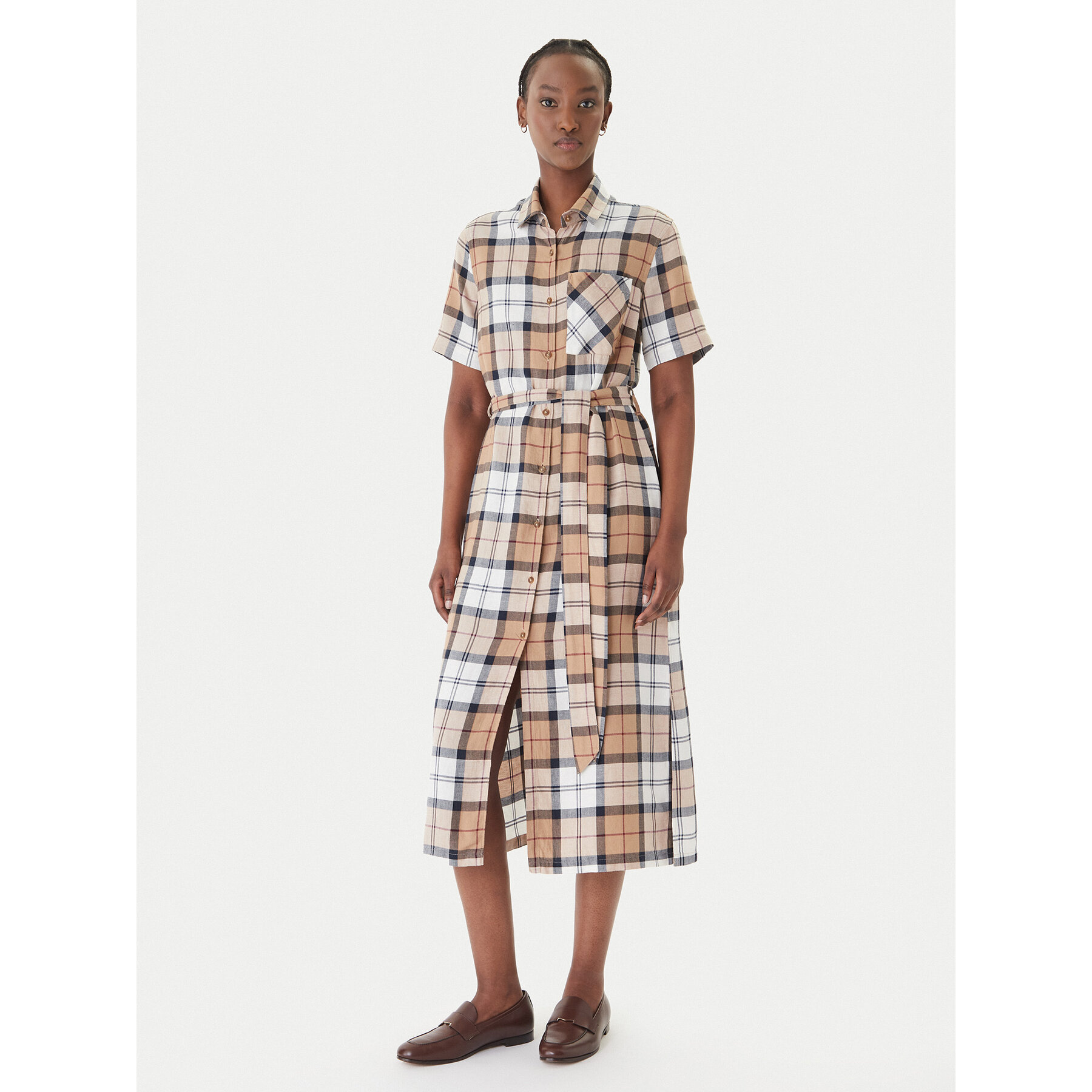 Barbour Sukienka koszulowa Fern LDR0988BR37 Beżowy Slim Fit