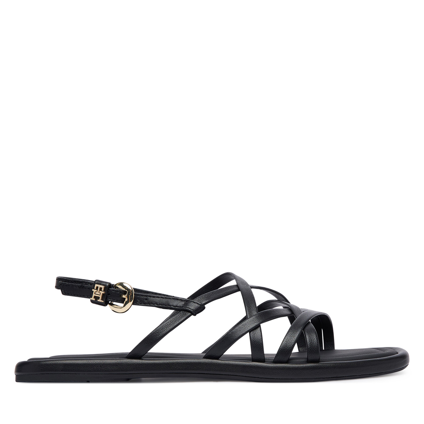 Tommy Hilfiger Sandały Flat Strappy FW0FW09220 Czarny
