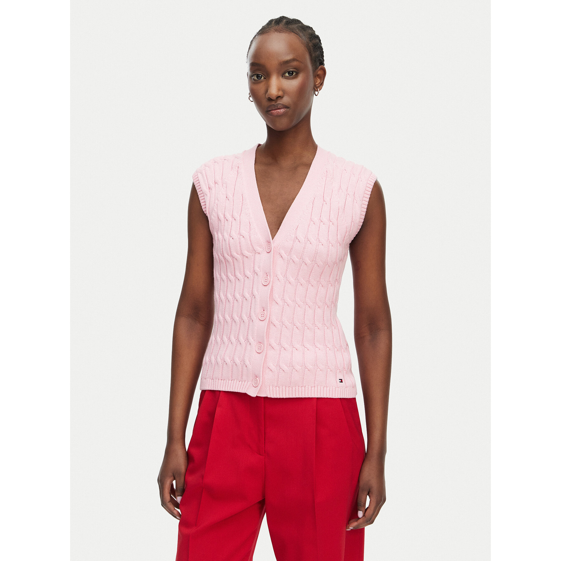 Tommy Hilfiger Kardigan WW0WW50075 Różowy jasny Slim Fit