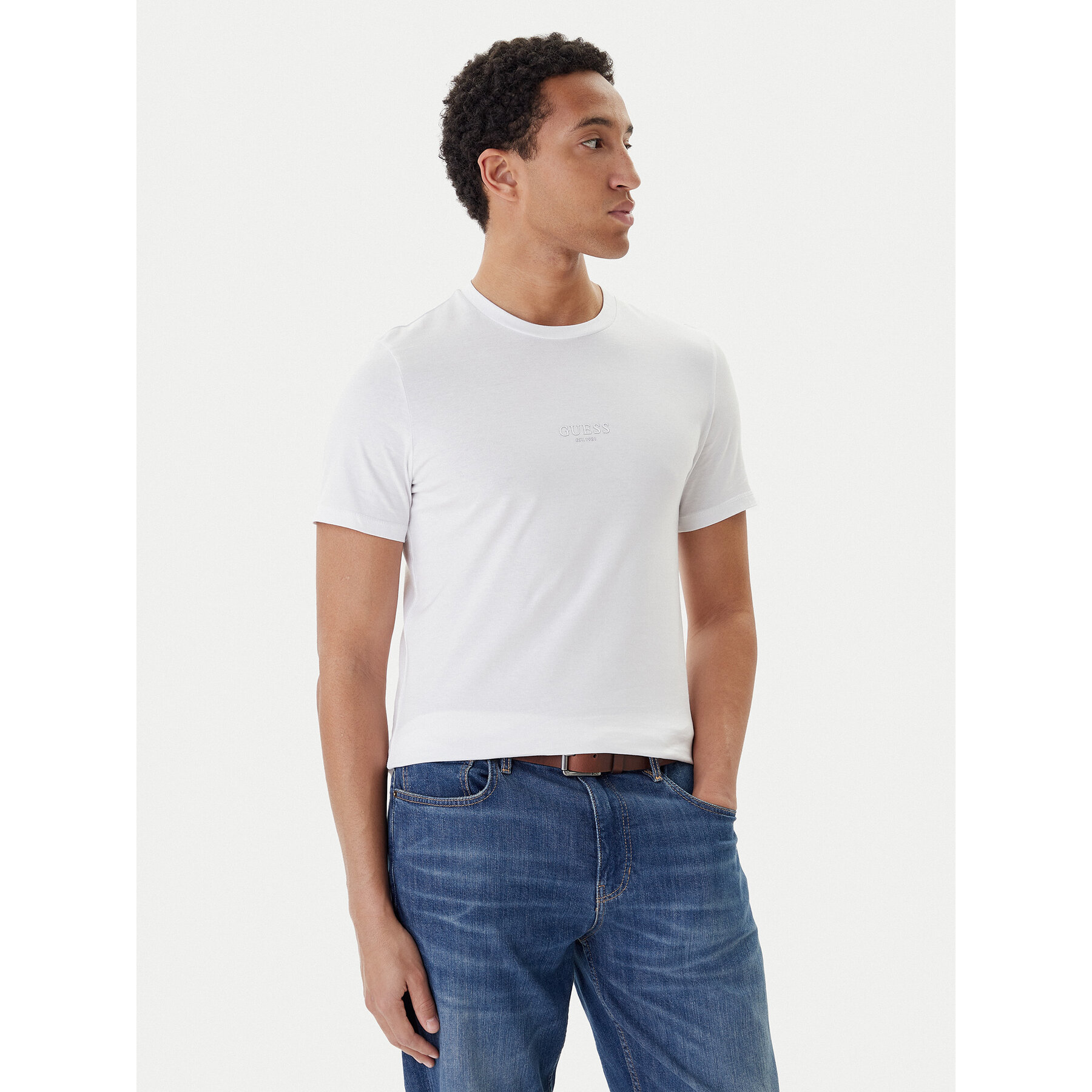 Guess T-Shirt M2YI72 I3Z14 Biały Slim Fit