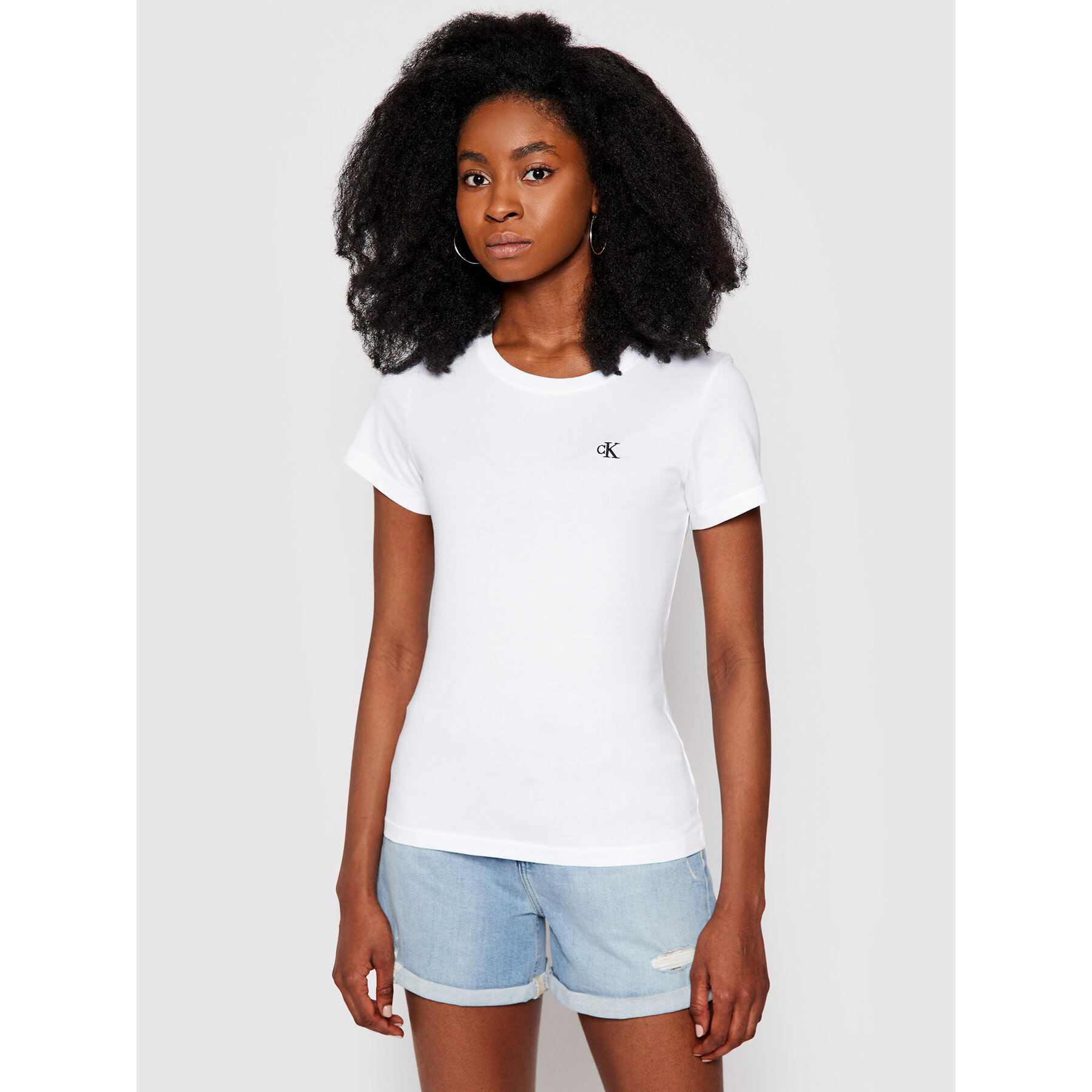 Calvin Klein Jeans T-Shirt J20J212883 Biały Slim Fit