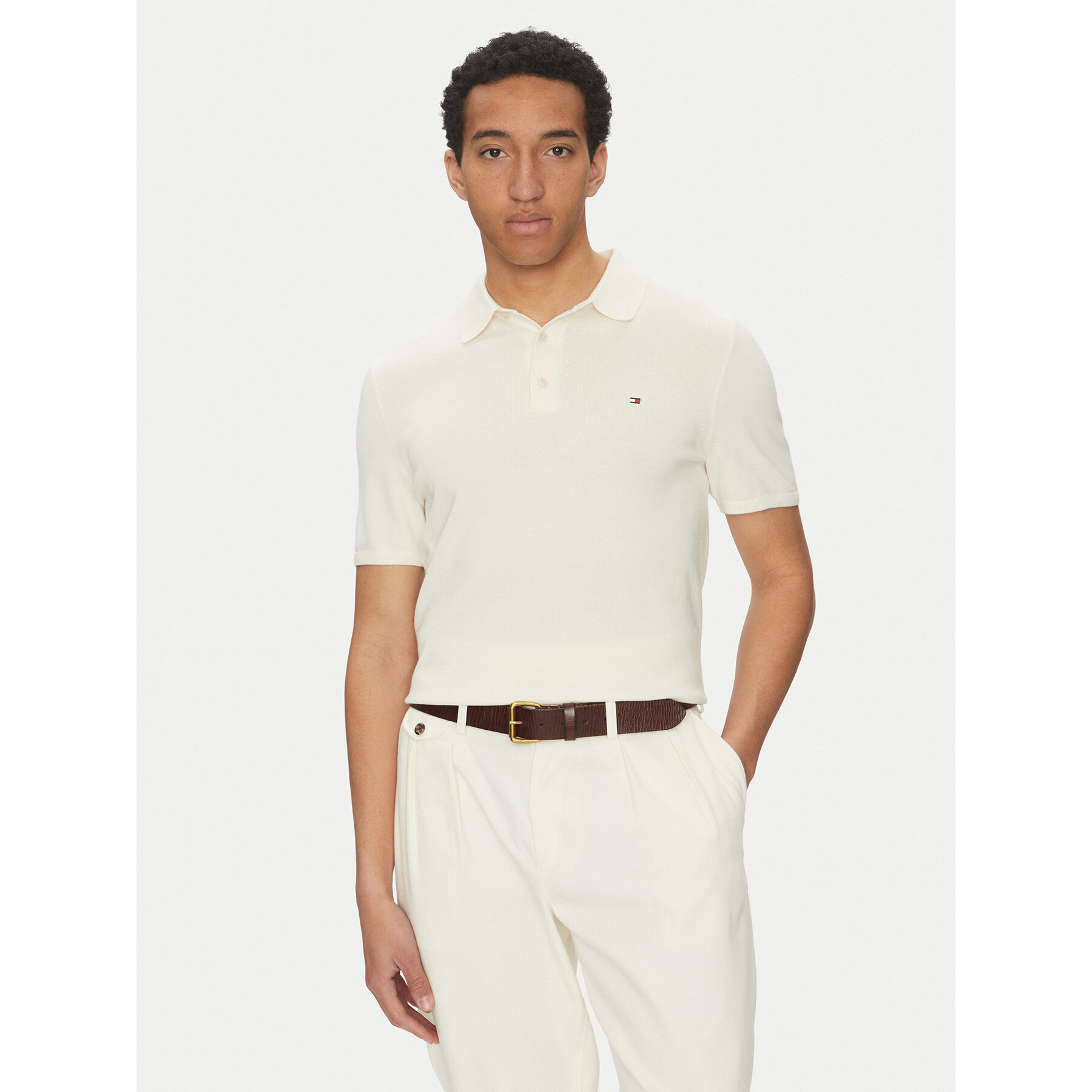 Tommy Hilfiger Polo Essential MW0MW37396 Beżowy Regular Fit
