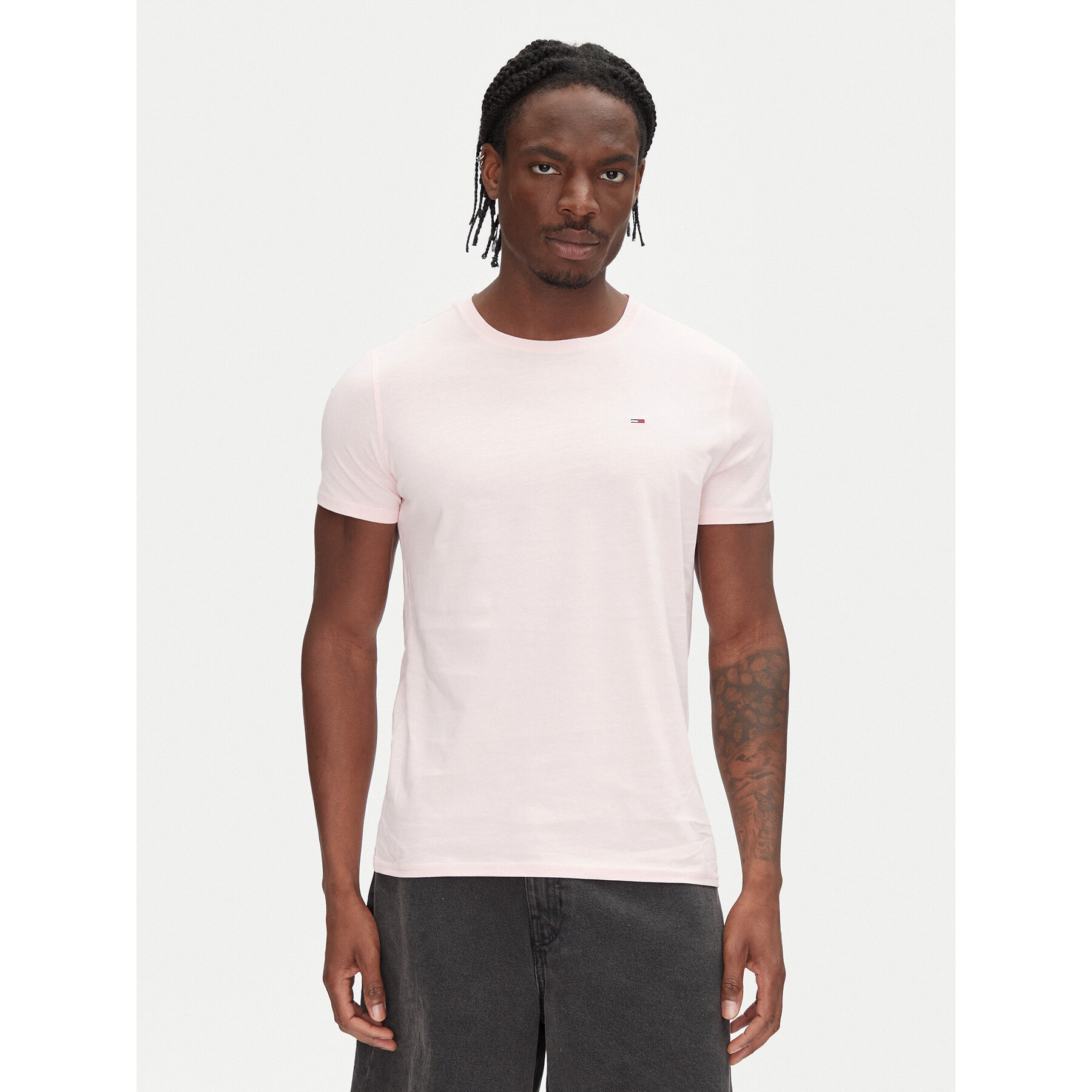 Tommy Jeans T-Shirt DM0DM04411 Różowy Slim Fit