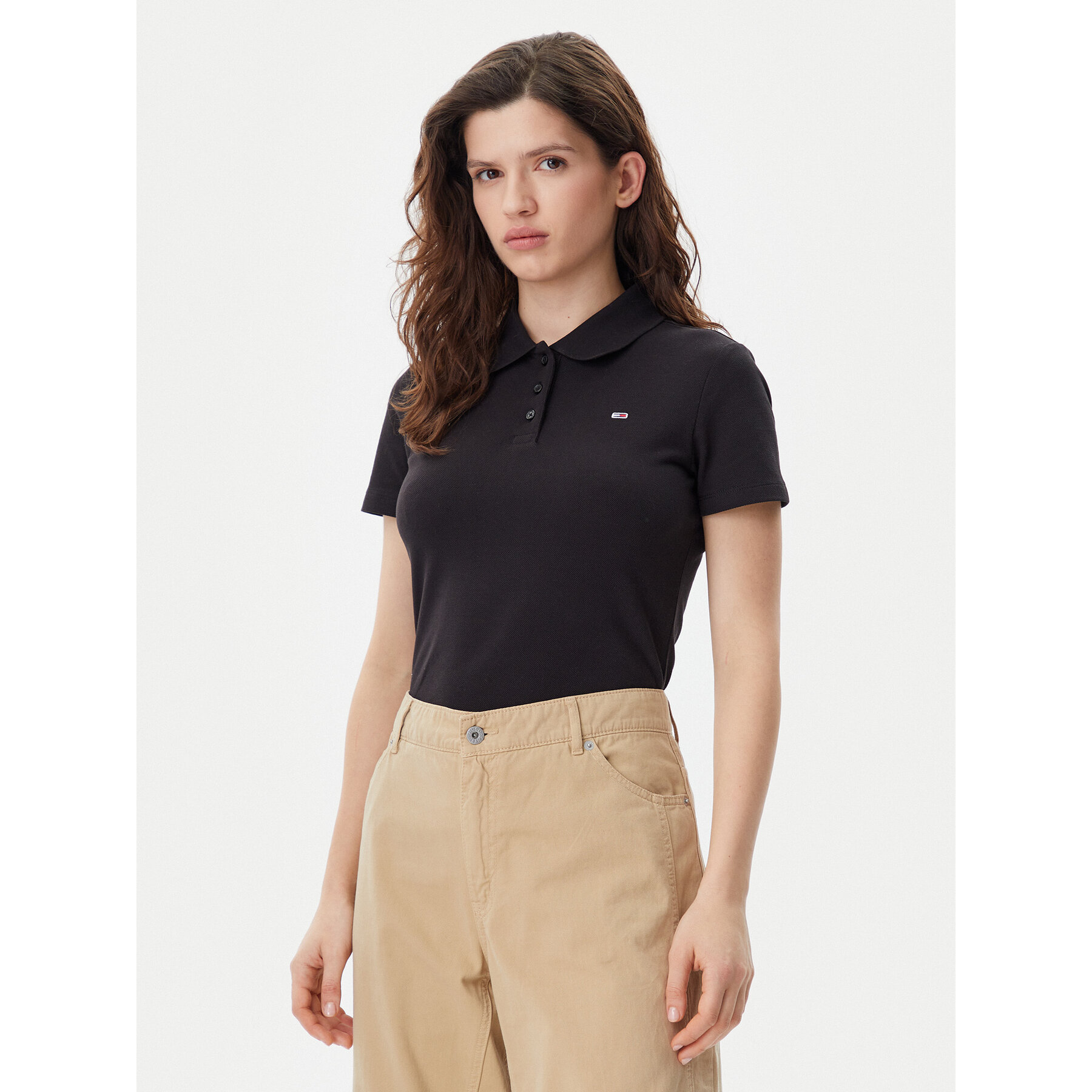 Tommy Jeans Polo Essential DW0DW20160 Czarny Slim Fit