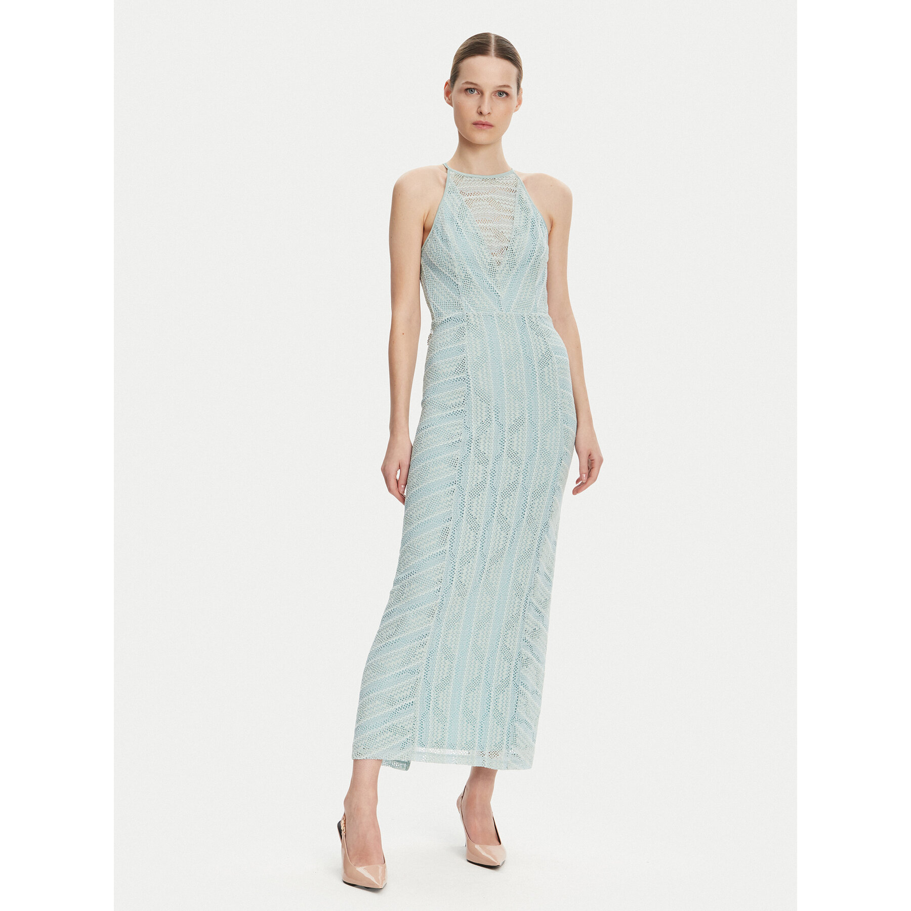 Guess Sukienka koktajlowa W5GK66 KCT80 Błękitny Slim Fit