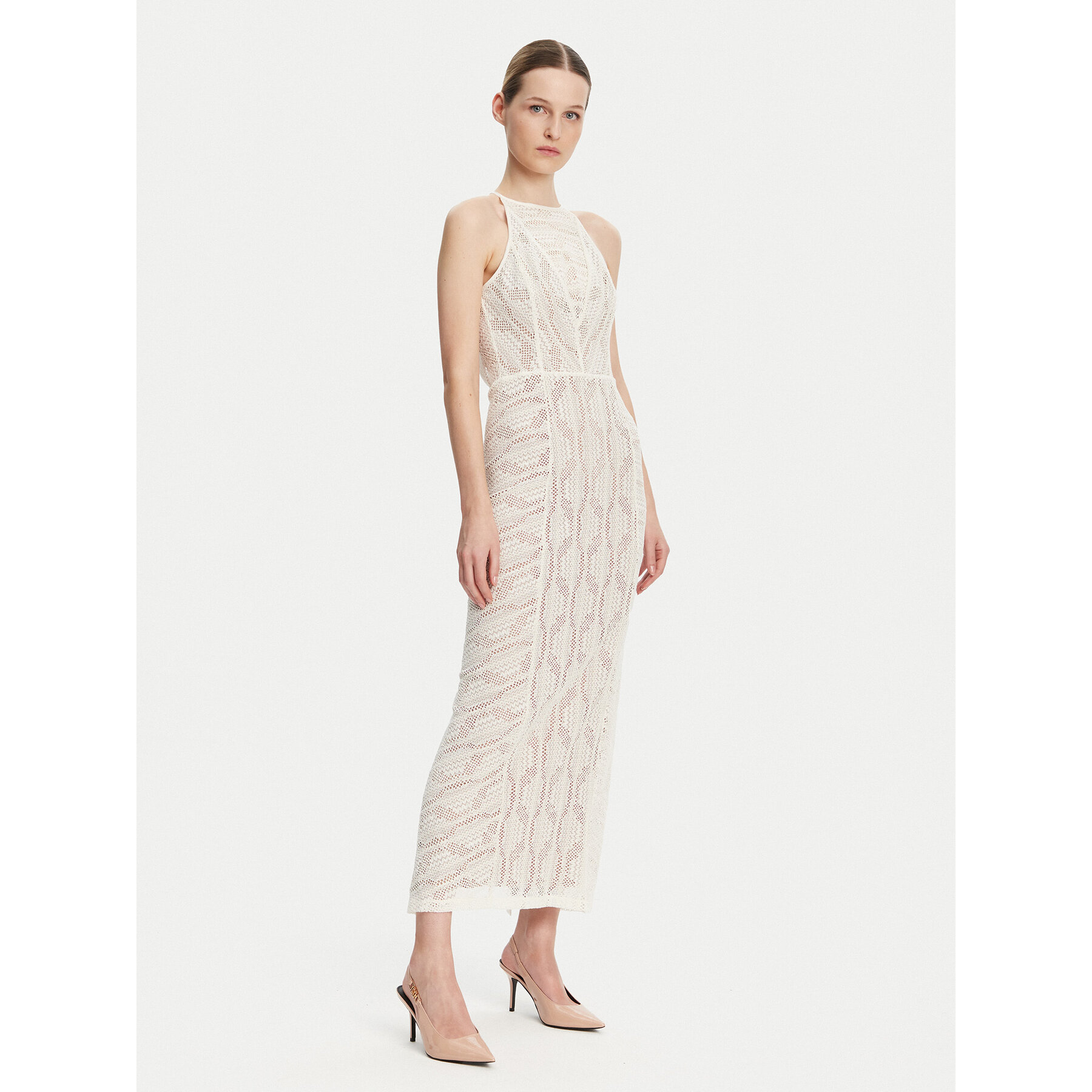Guess Sukienka koktajlowa W5GK66 KCT80 Beżowy Slim Fit