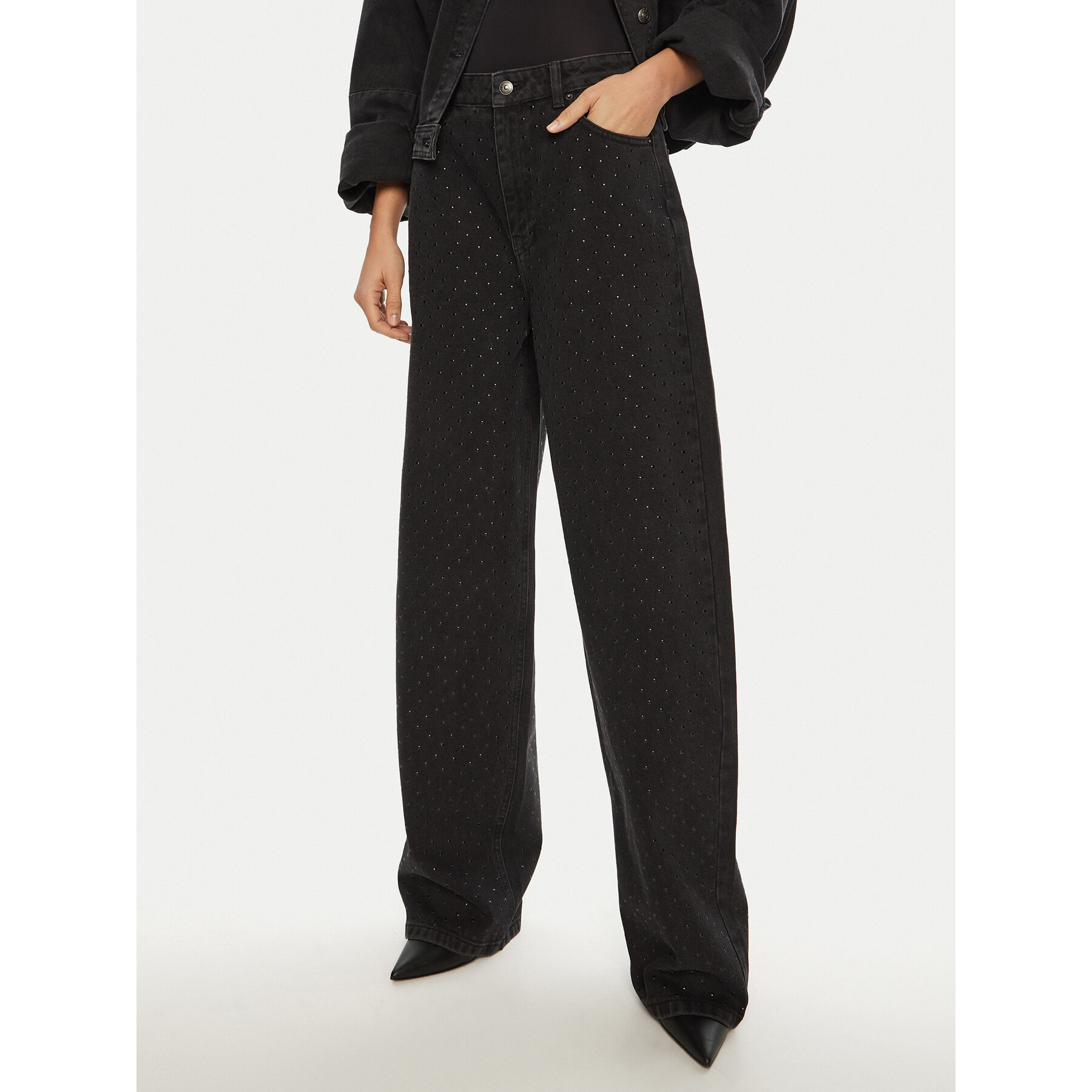 ROTATE Jeansy 113606 Czarny Regular Fit
