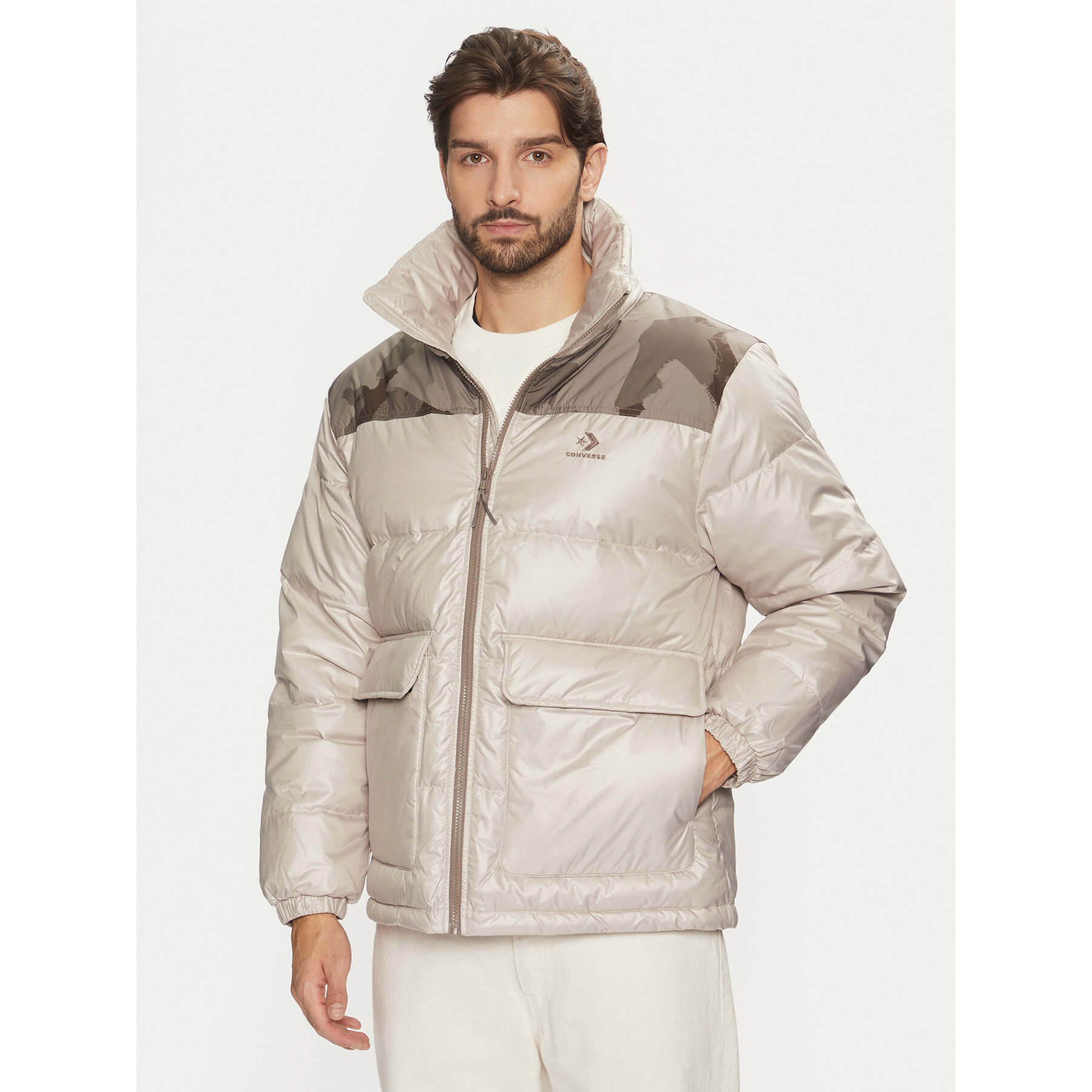 Converse Kurtka puchowa Commercial 10027145-A02 Beżowy Regular Fit