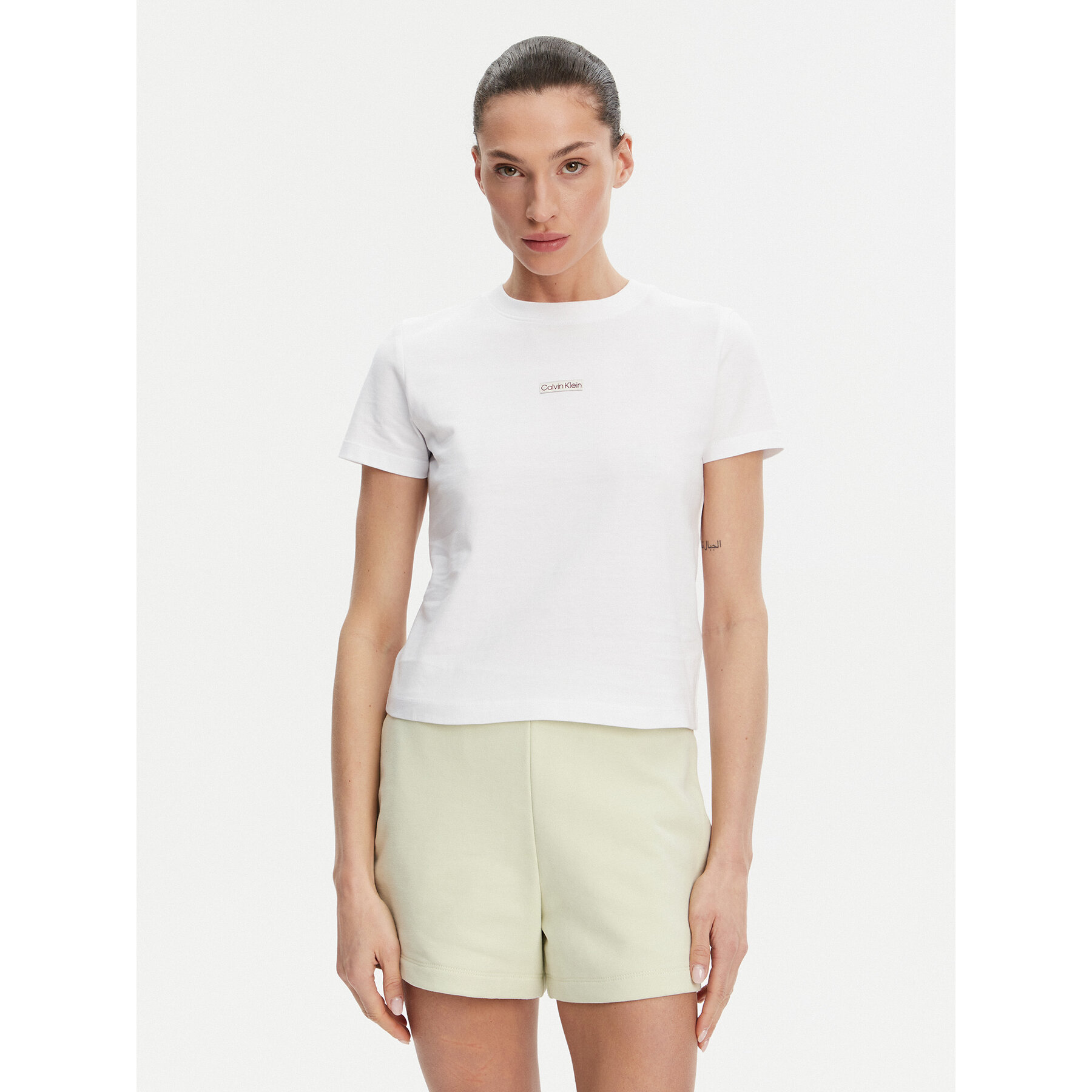 Calvin Klein Jeans T-Shirt Placed Institutional J20J225524 Biały Slim Fit