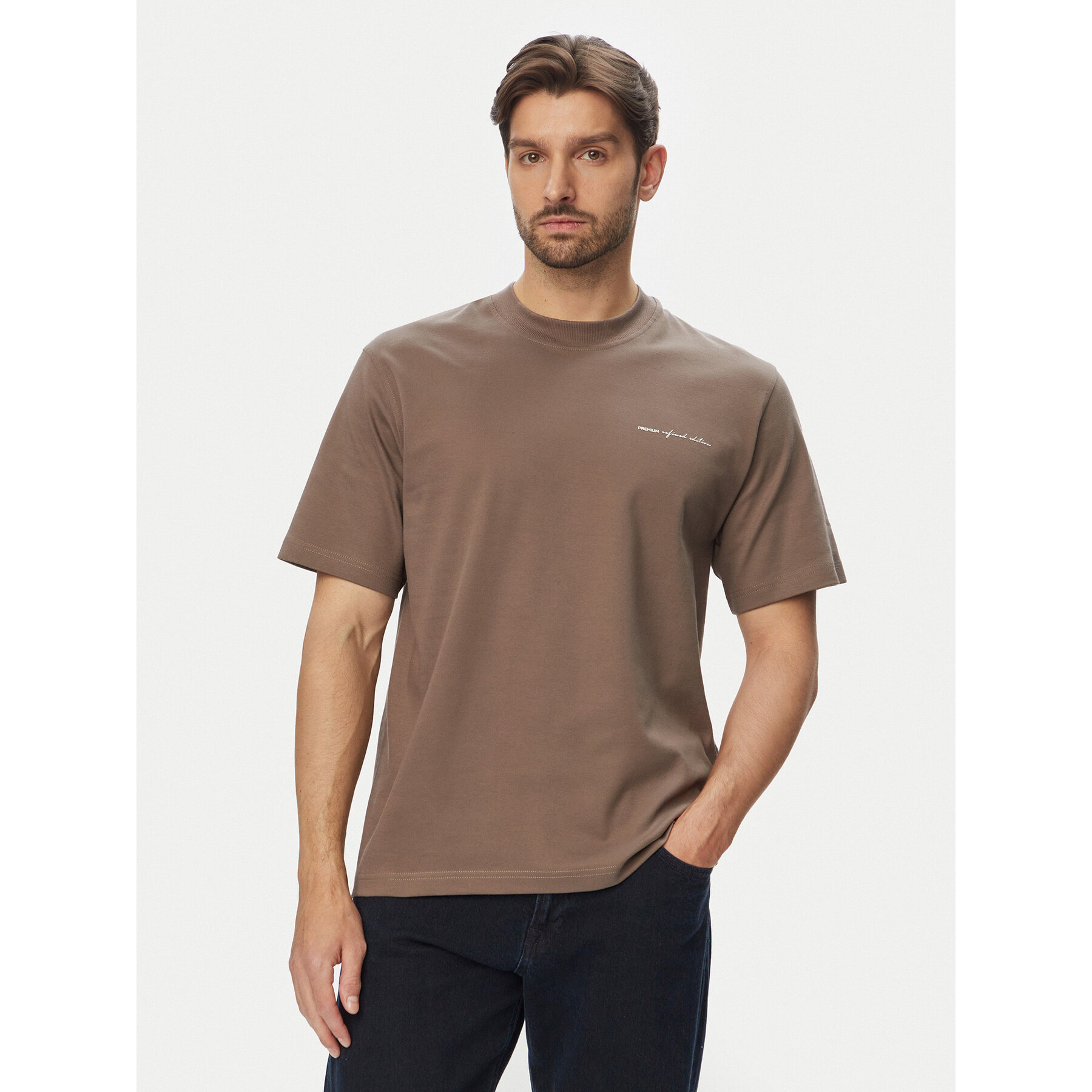 Jack & Jones T-Shirt Blaowen Ss 12292397 Brązowy Regular Fit