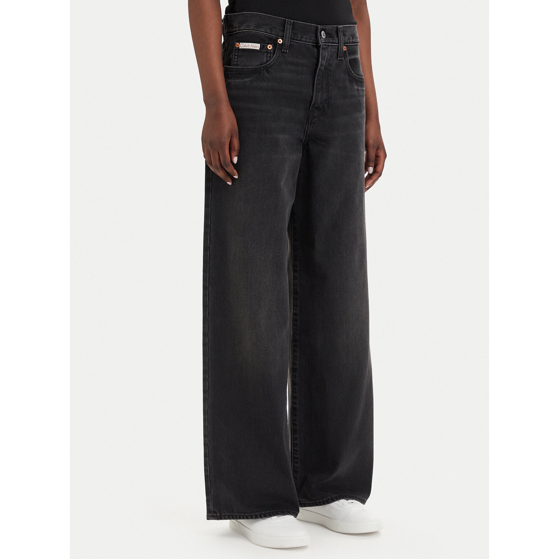 Calvin Klein Jeans Jeansy LV047E700G Czarny Wide Leg