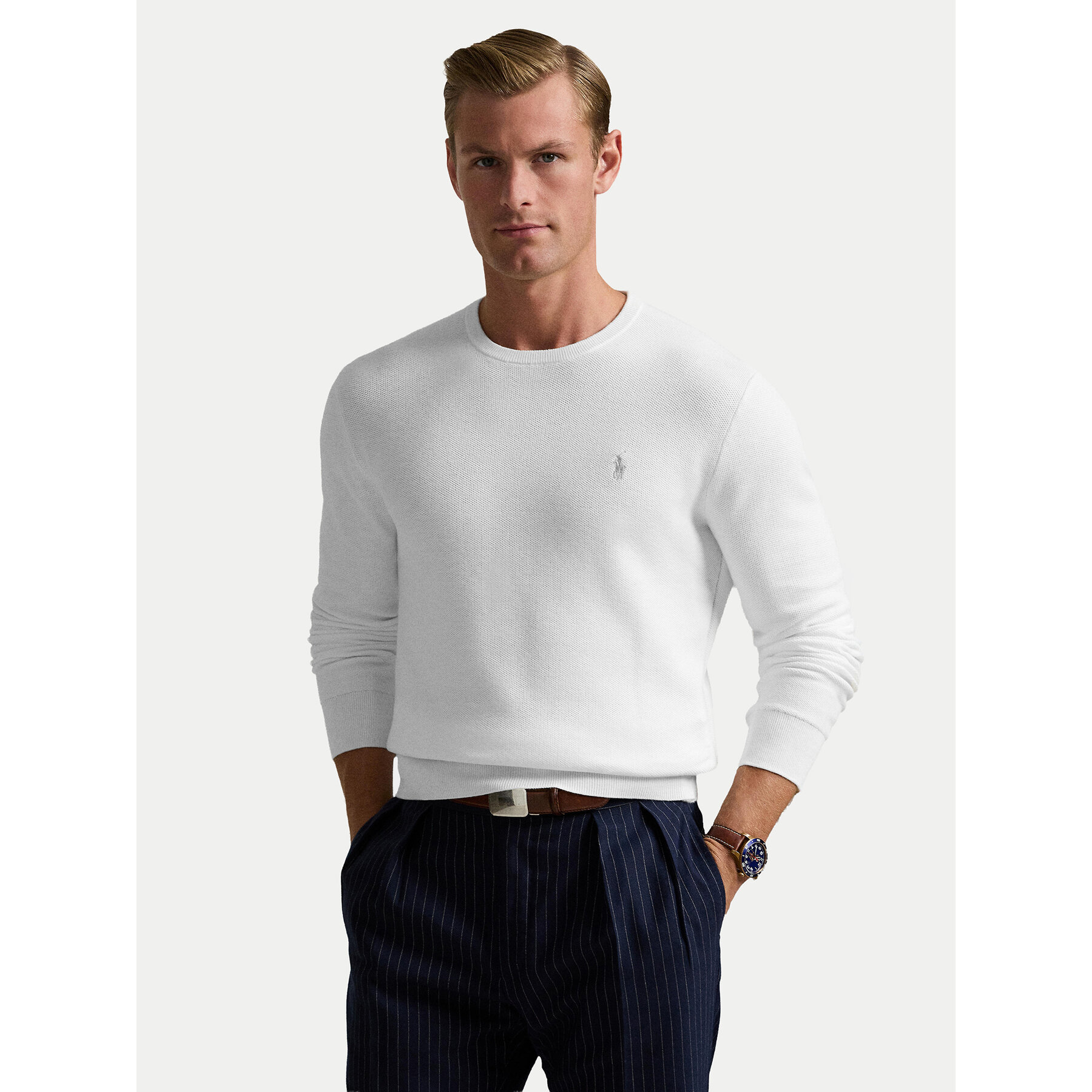 Polo Ralph Lauren Sweter 710918163504 Biały Regular Fit