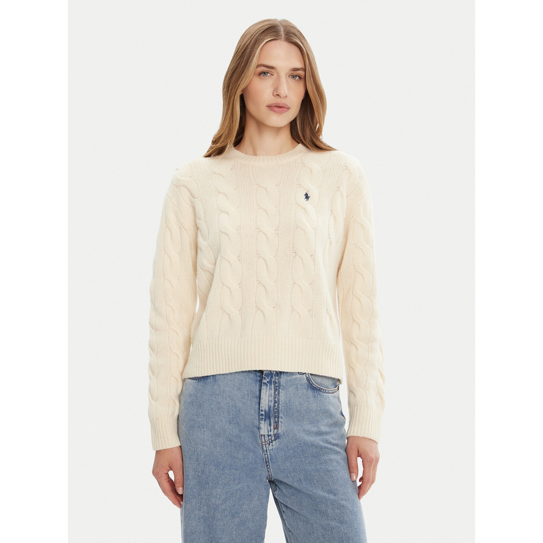 Polo Ralph Lauren Sweter 211A91216002 Écru Straight Fit