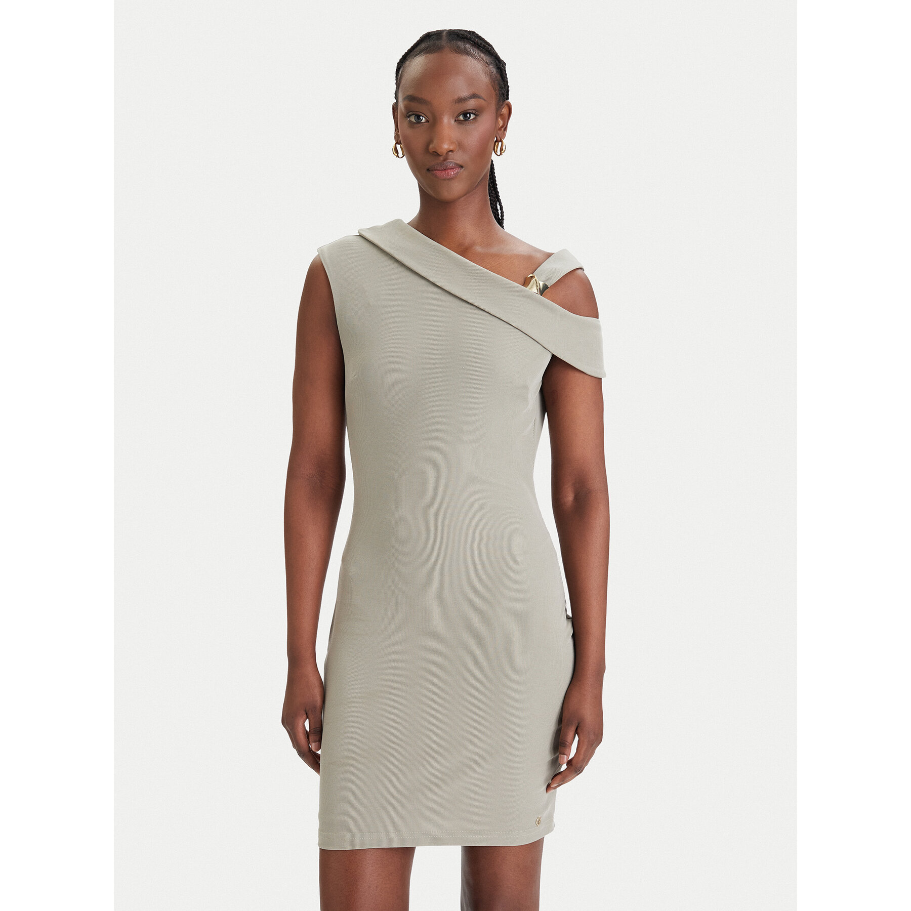 Guess Sukienka codzienna W6GK23 K3017 Khaki Regular Fit