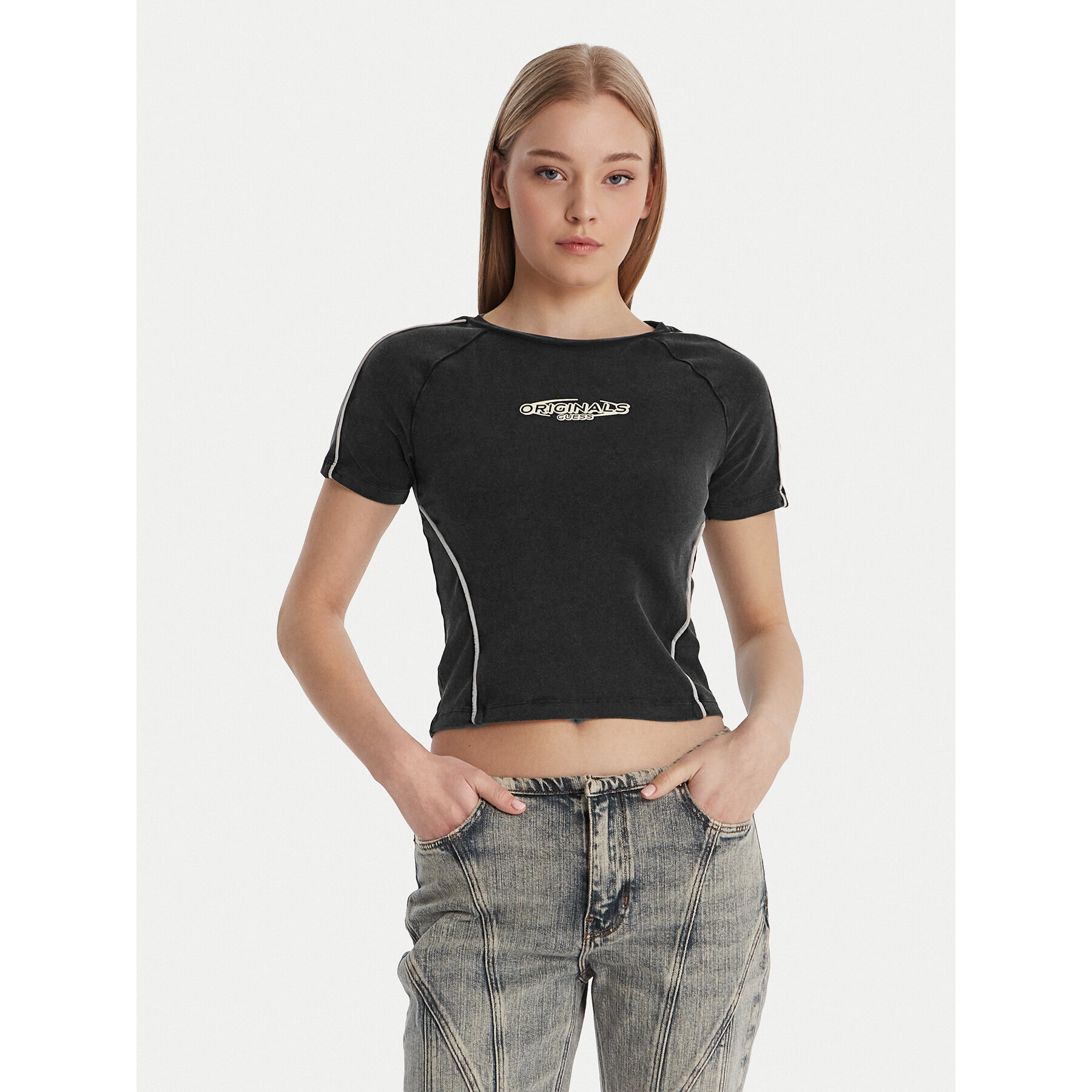 Guess T-Shirt W6RI39 KCBF1 Szary Regular Fit
