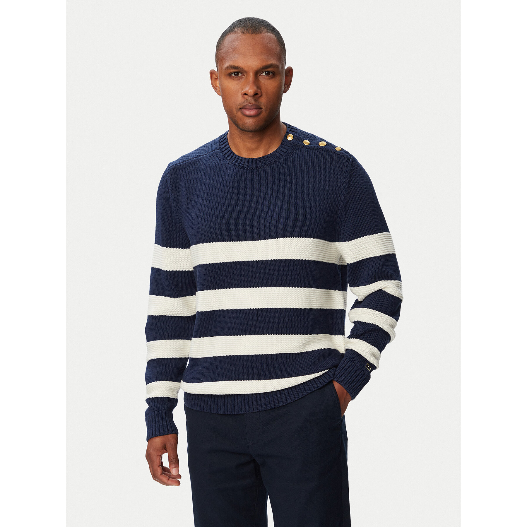 Tommy Hilfiger Sweter Breton MW0MW43502 Granatowy Regular Fit