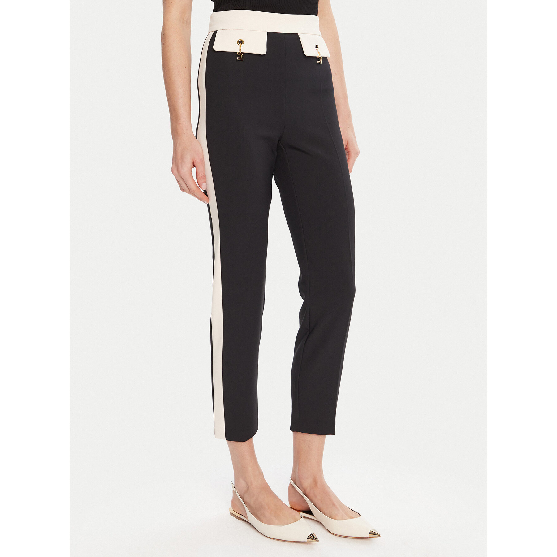 Elisabetta Franchi Spodnie materiałowe PA-T01-56E2-V340 Czarny Regular Fit