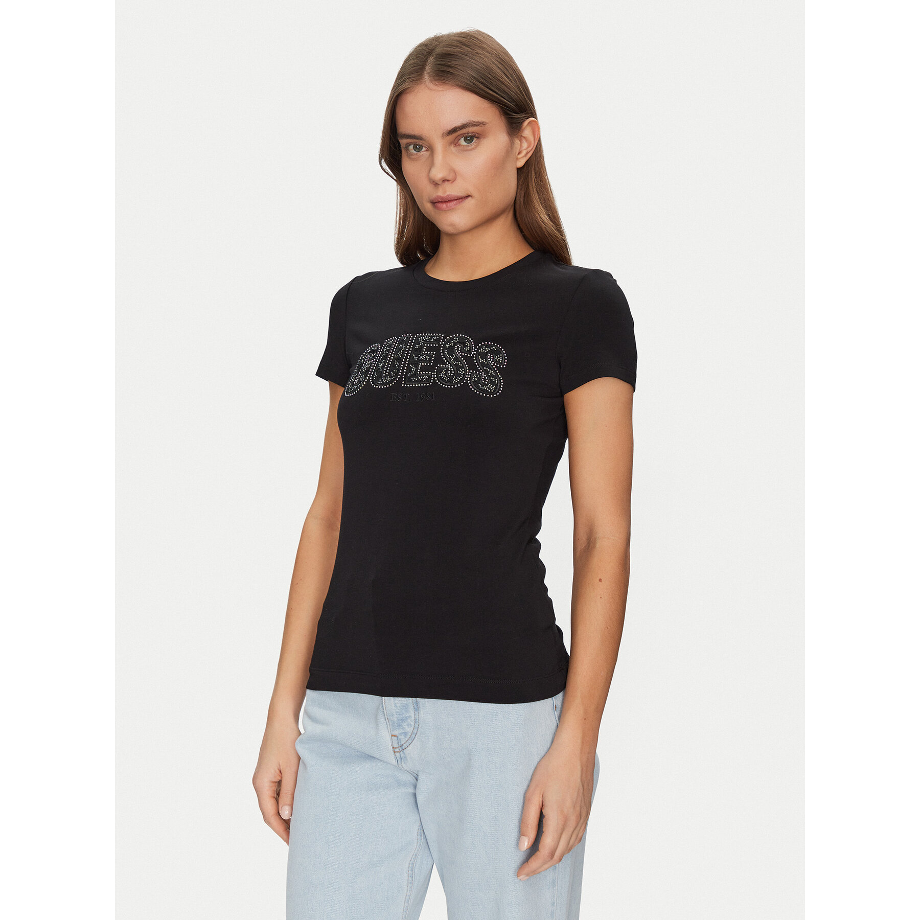 Guess T-Shirt W5GI04 J1314 Czarny Slim Fit