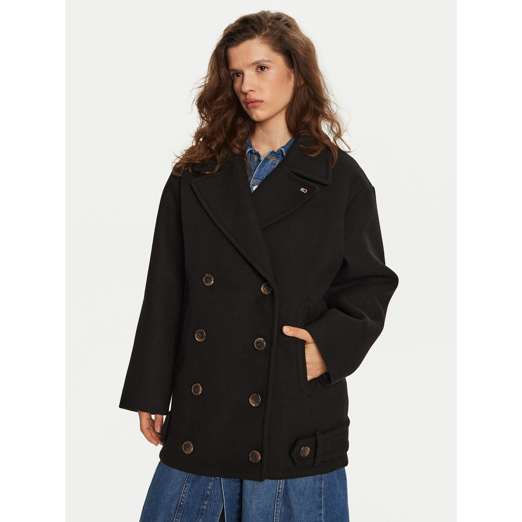 Tommy Jeans Płaszcz przejściowy DW0DW19752 Czarny Regular Fit