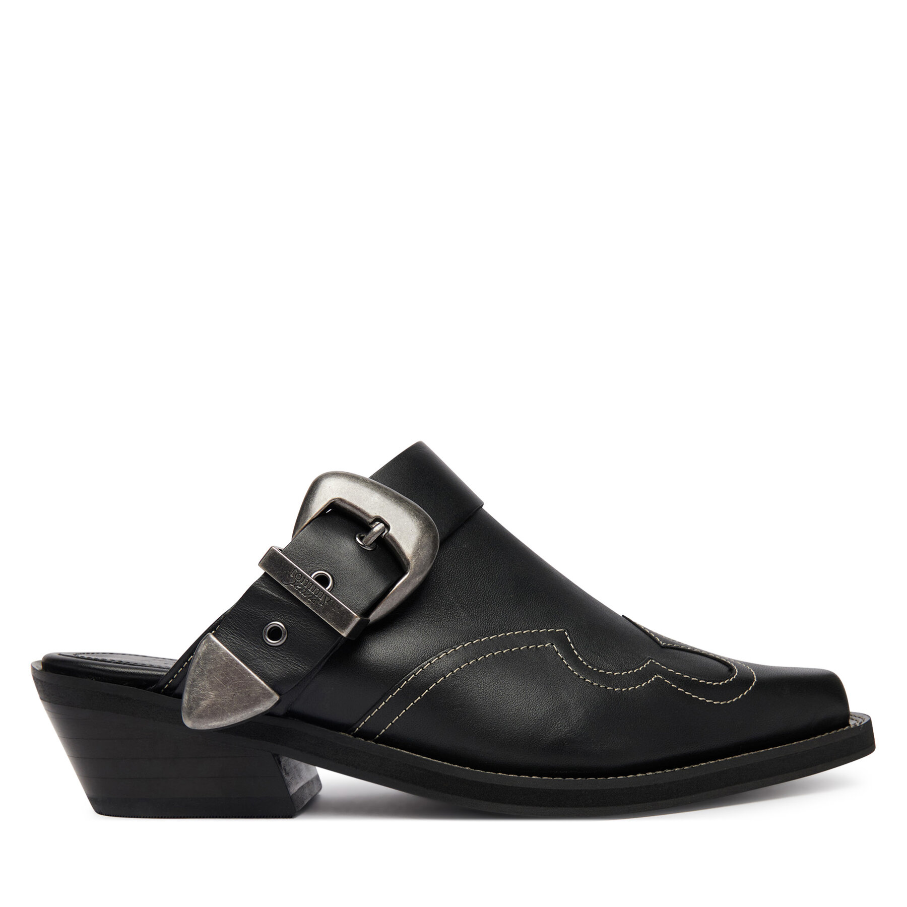 Tommy Jeans Klapki Archive Cowboy Mule Leather EN0EN03063 Czarny