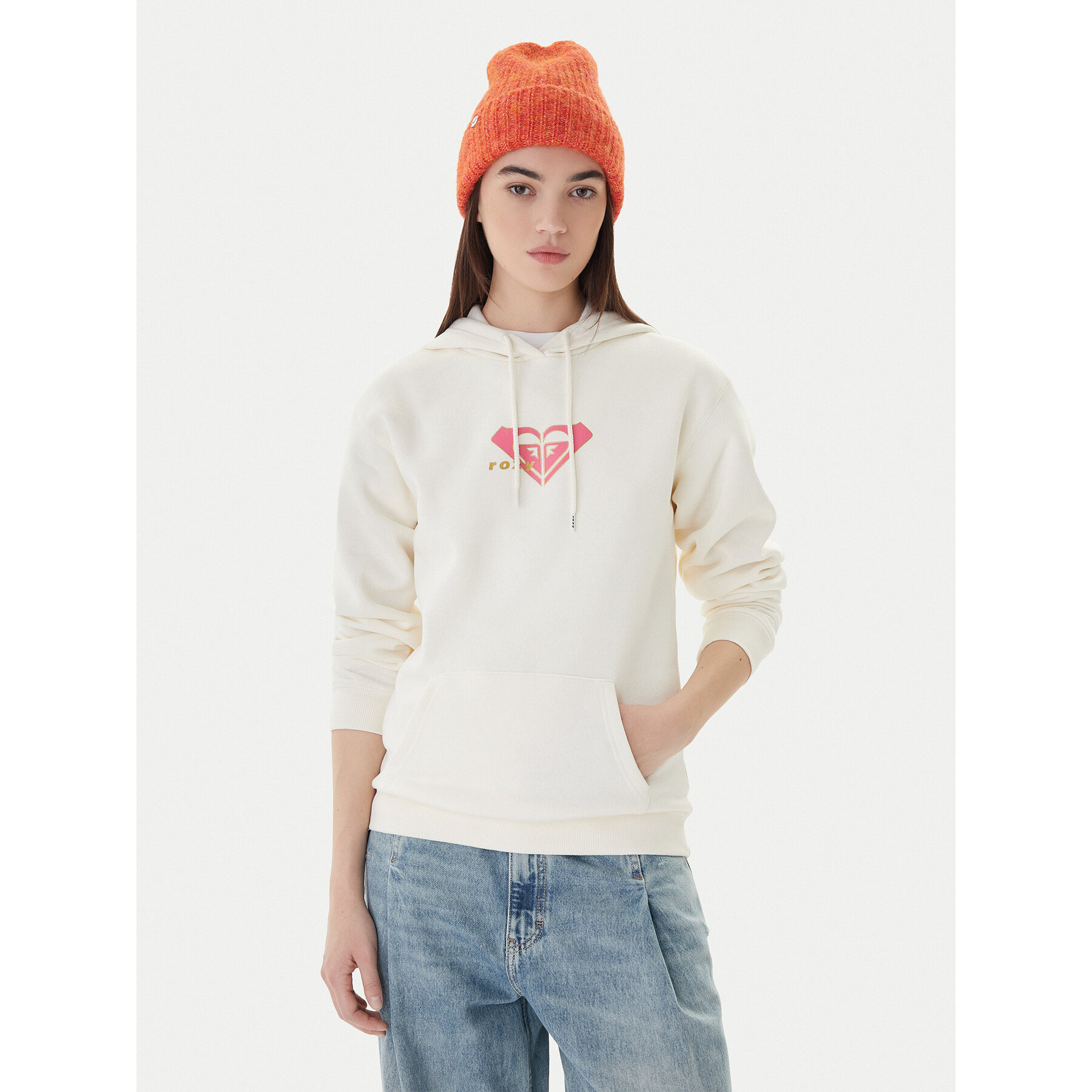 Roxy Bluza Vl Surf Stoked Hoodie Brushed ERJFT05028 Beżowy Regular Fit