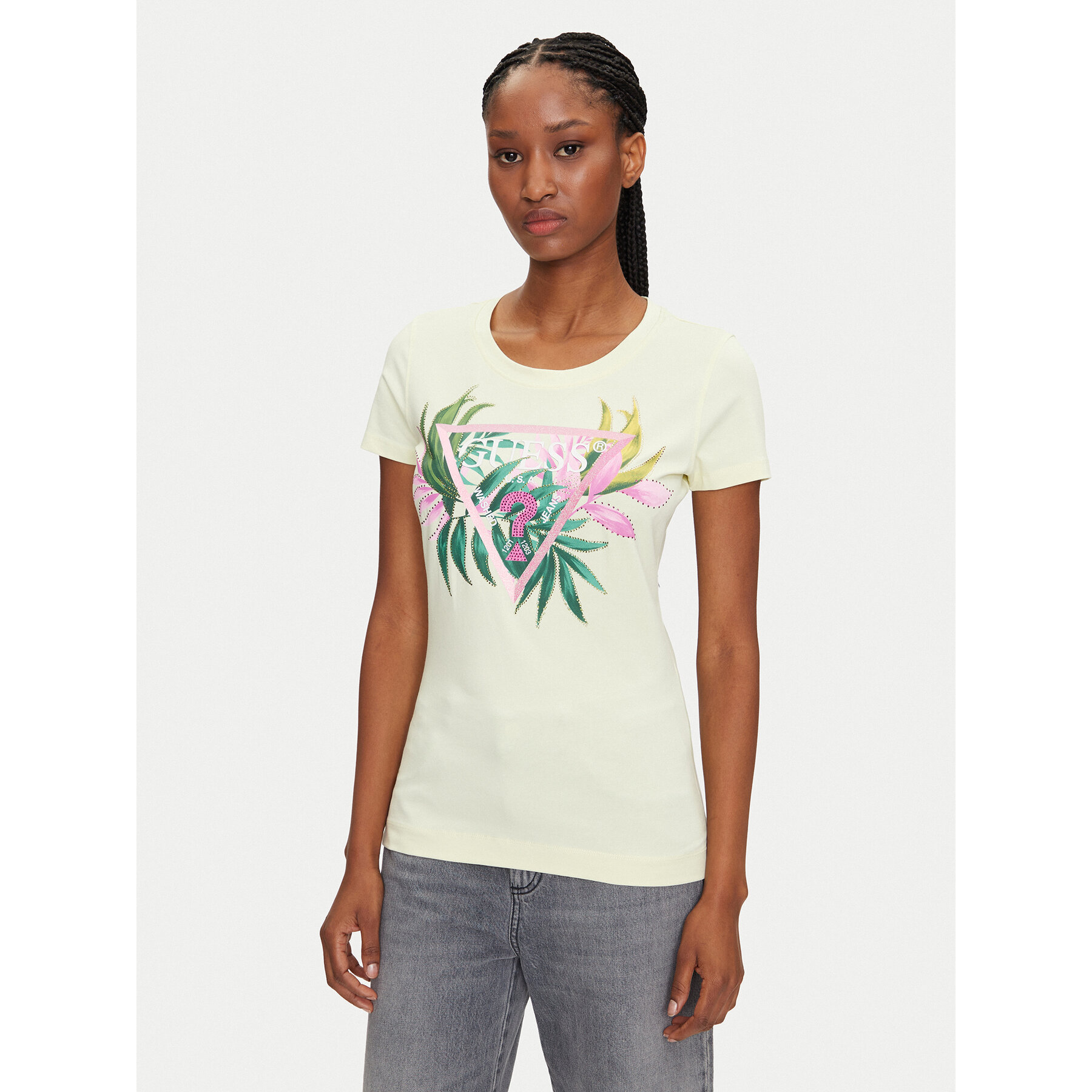 Guess T-Shirt W5GI07 J1314 Żółty Regular Fit