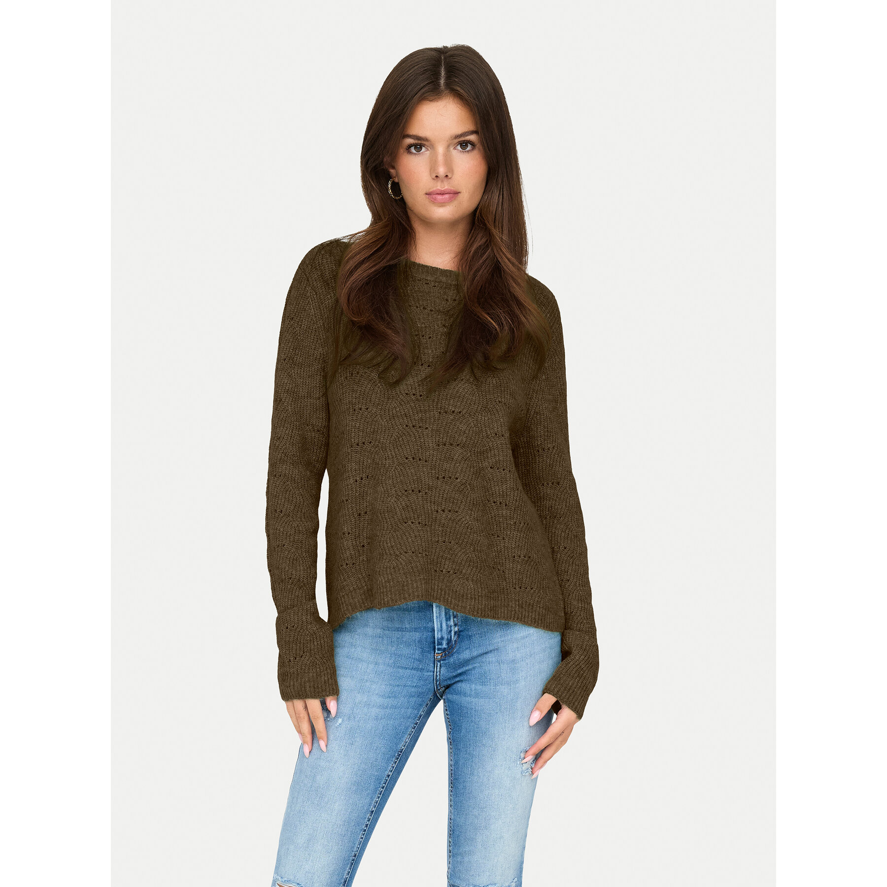 ONLY Sweter 15234745 Brązowy Regular Fit