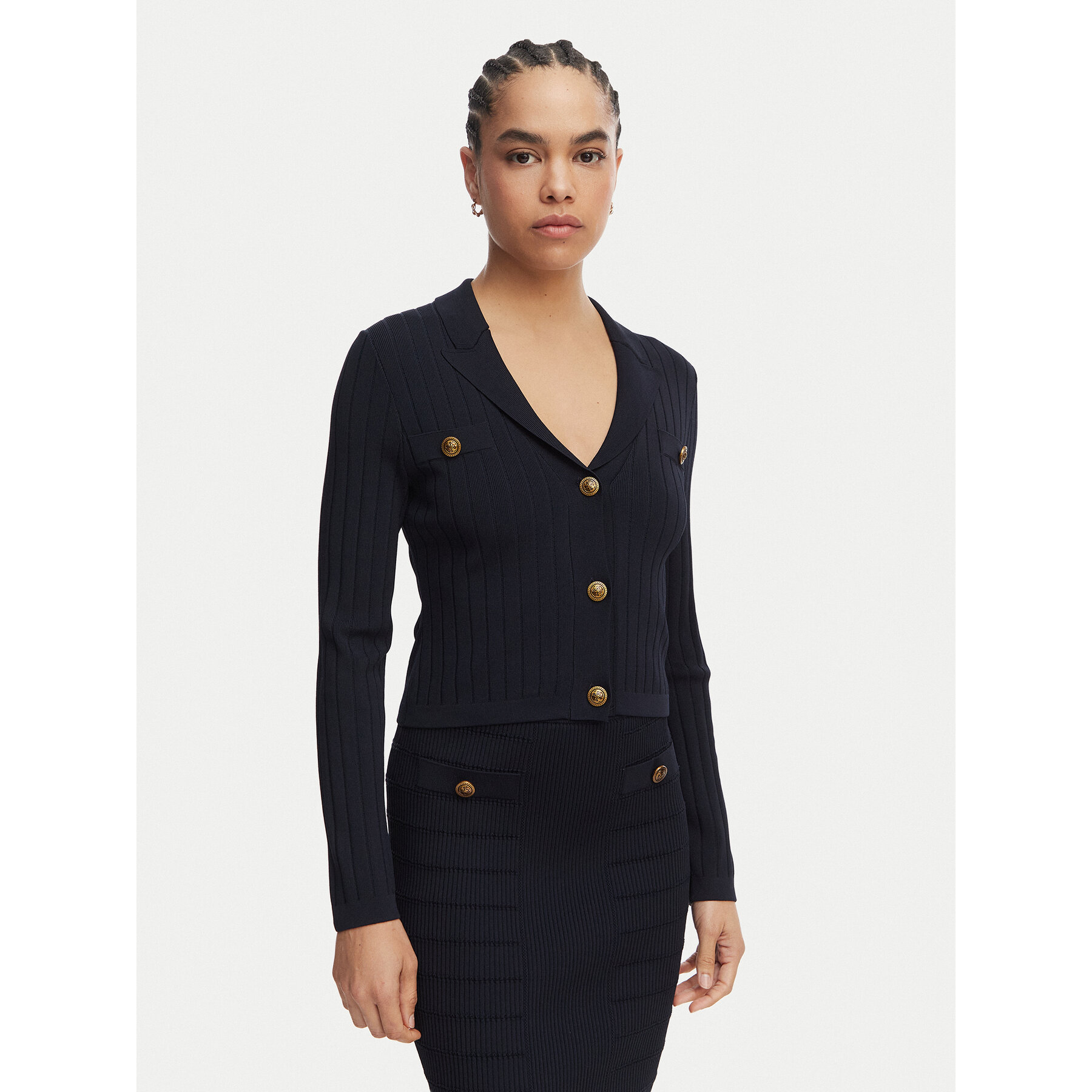 Guess Kardigan W5YR11 Z0130 Granatowy Regular Fit