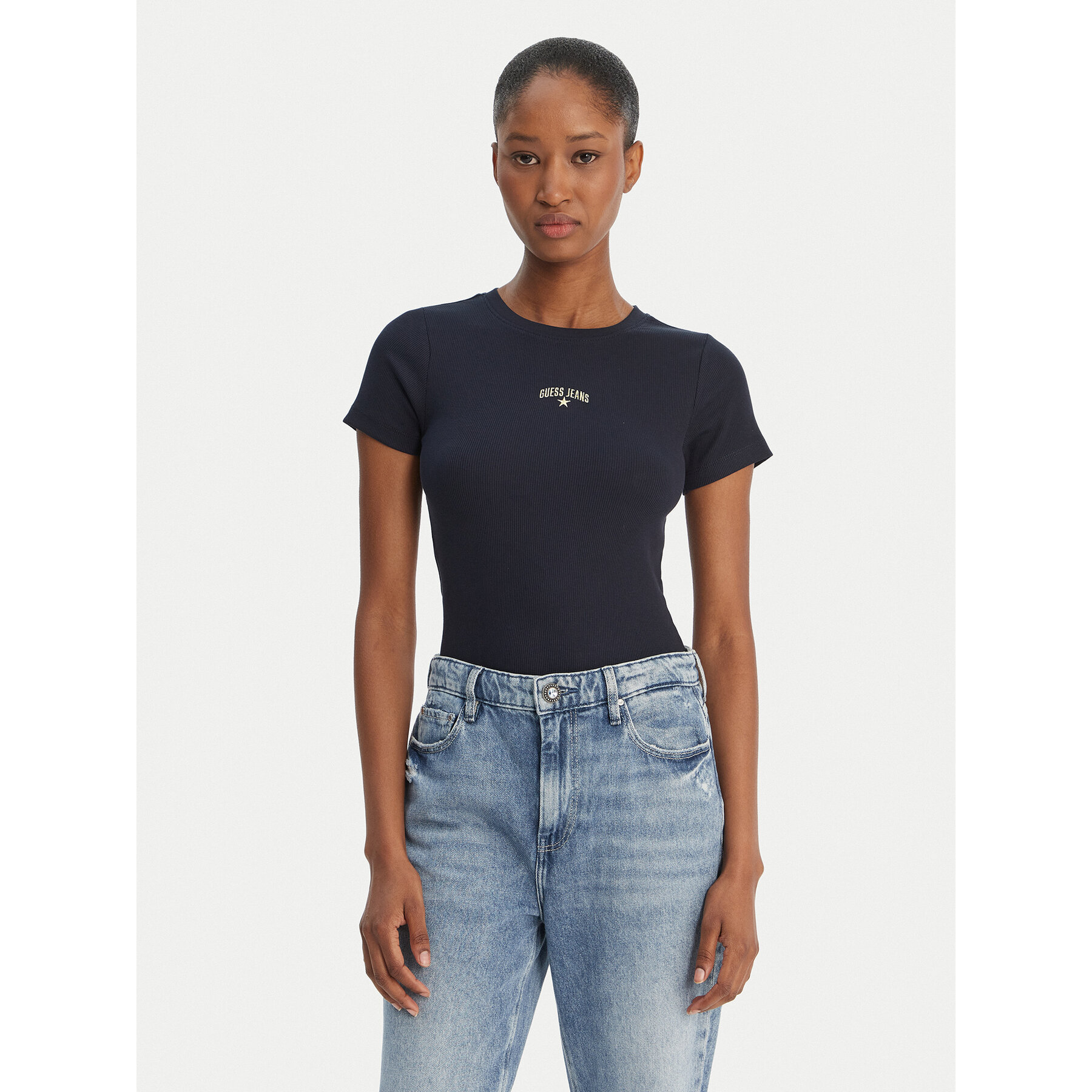 Guess Jeans T-Shirt W6GPZ3 KA0H1 Granatowy Slim Fit