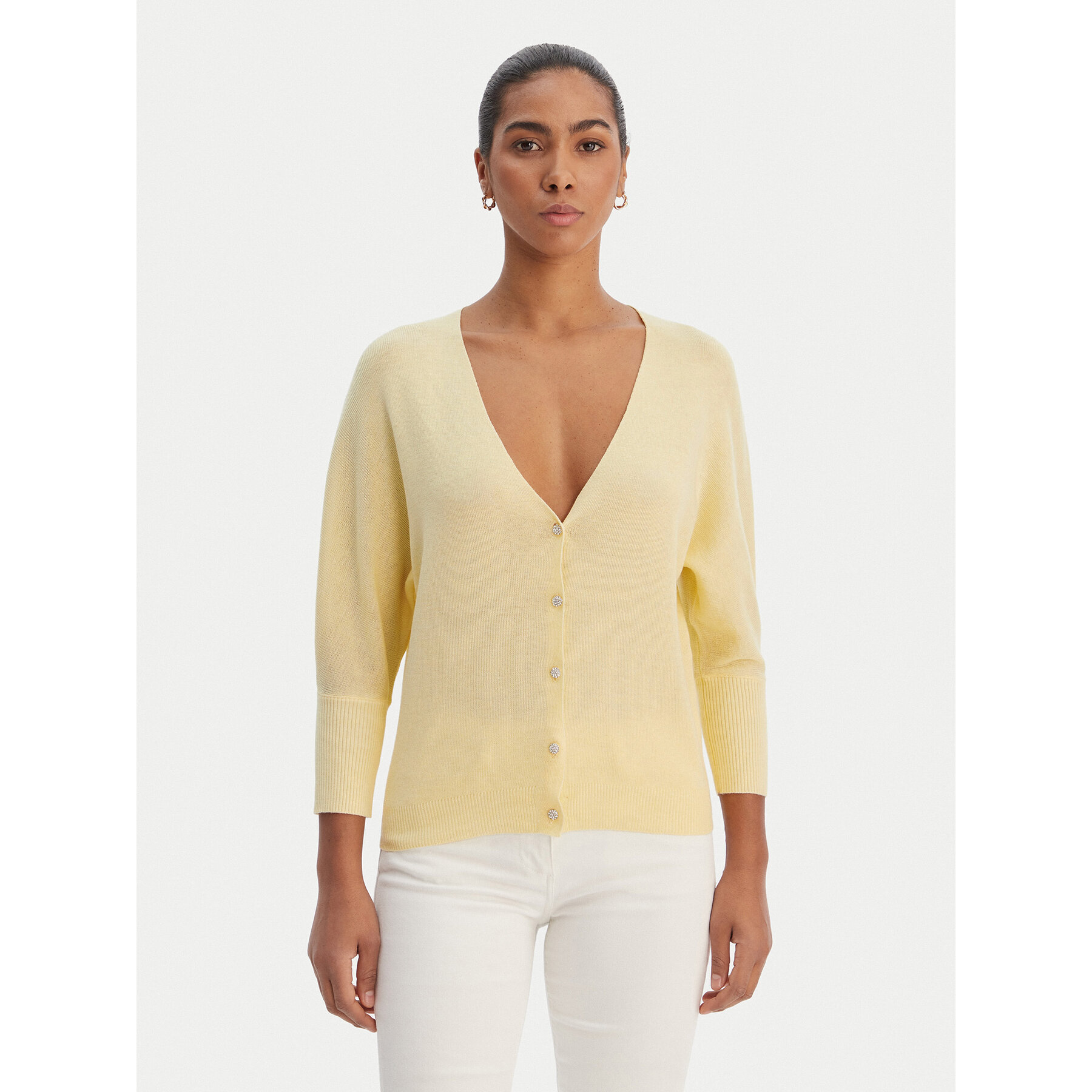 Morgan Kardigan 251-MBATSI Żółty Slim Fit
