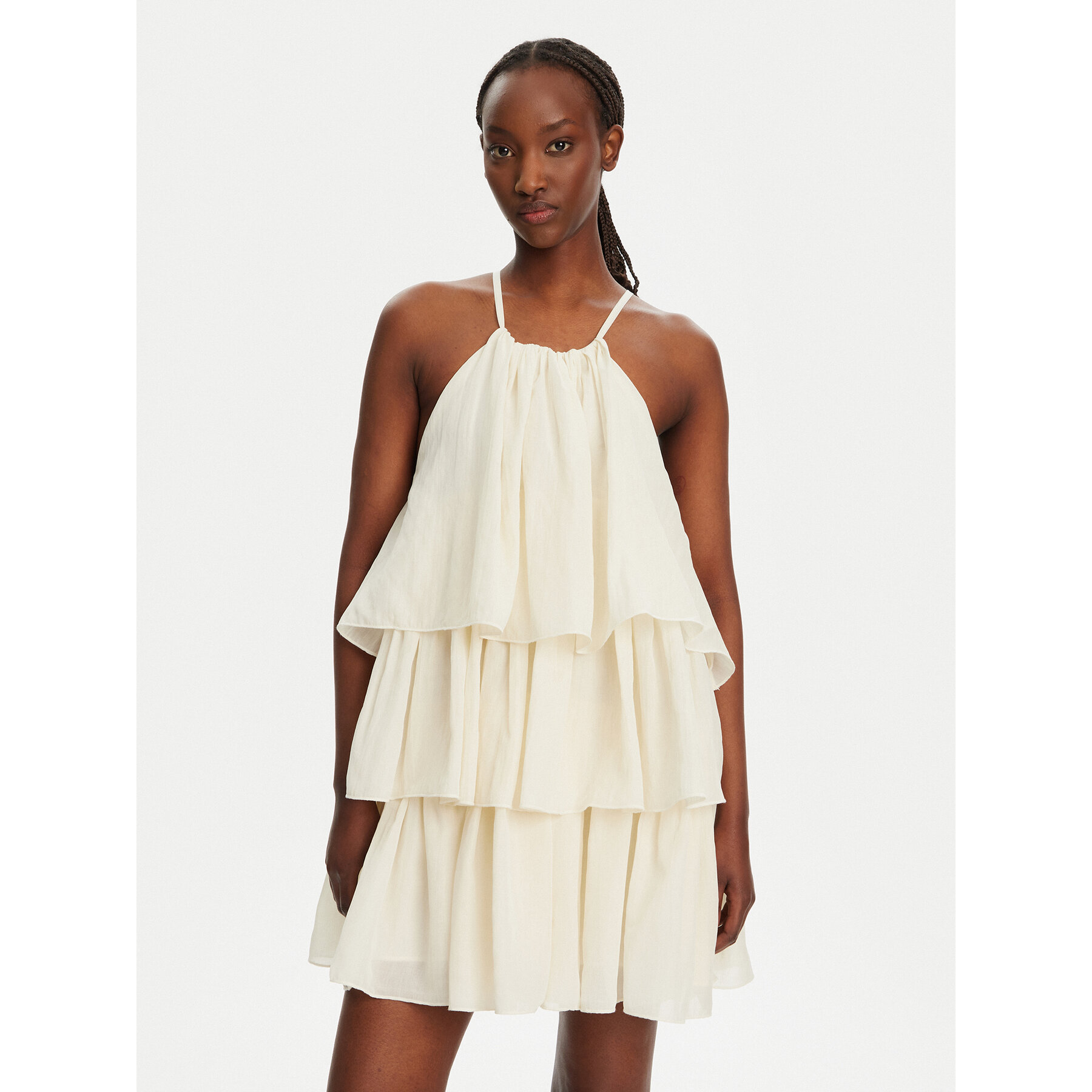 Eleh Sukienka koktajlowa ESS250043 Beżowy Regular Fit