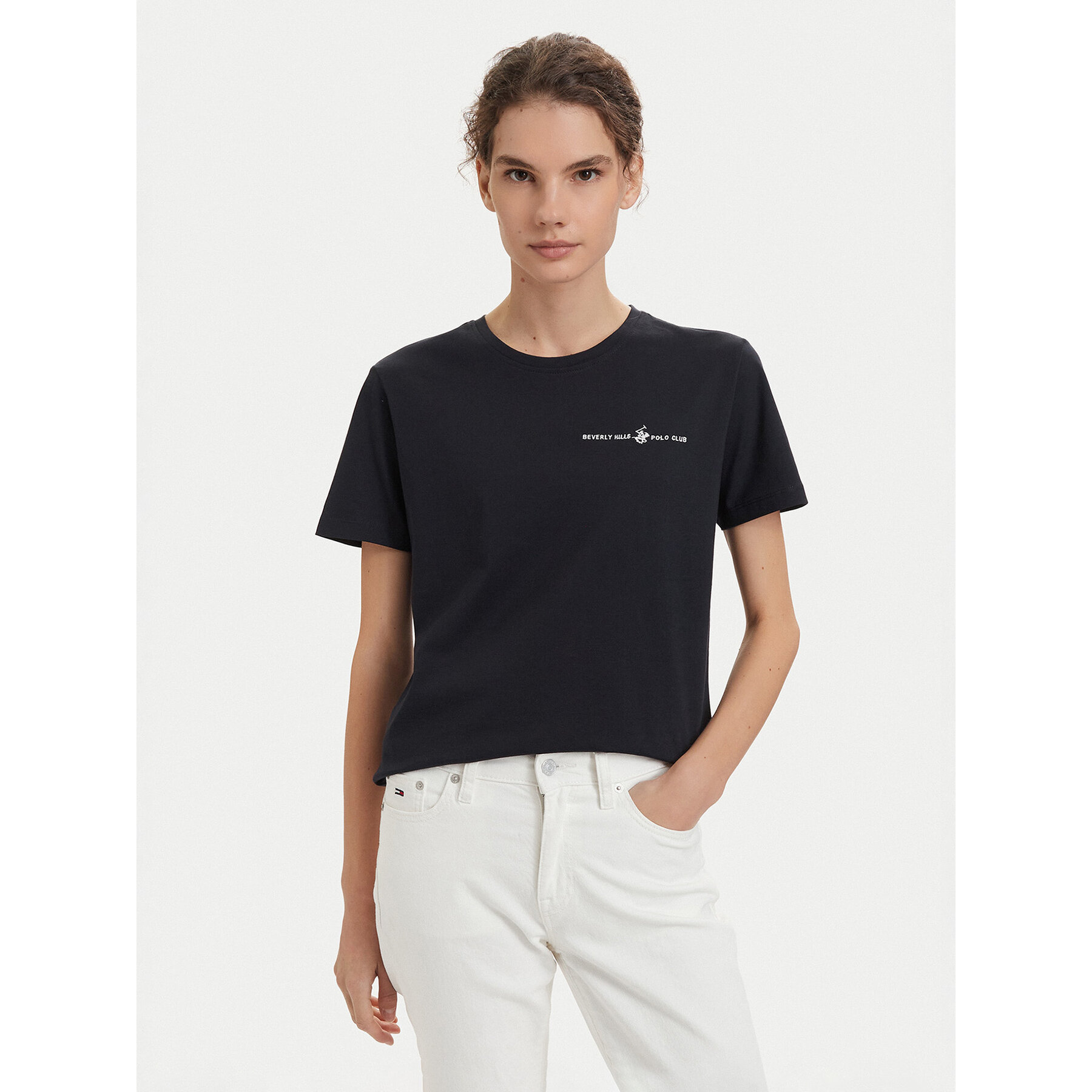 Beverly Hills Polo Club T-Shirt P-SS26W-TS085 Granatowy Regular Fit