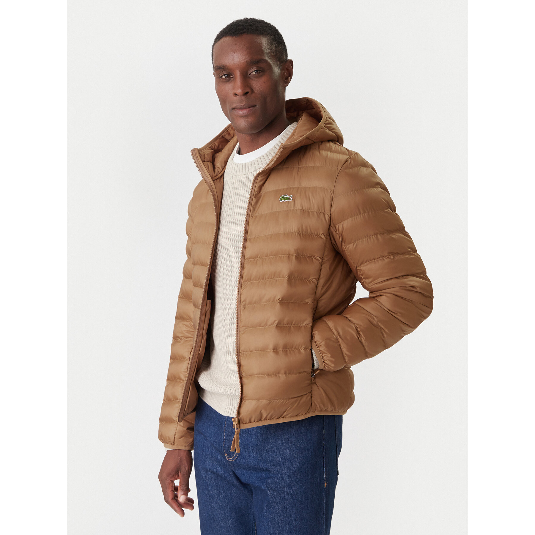 Lacoste Kurtka przejściowa BH2909 Brązowy Regular Fit