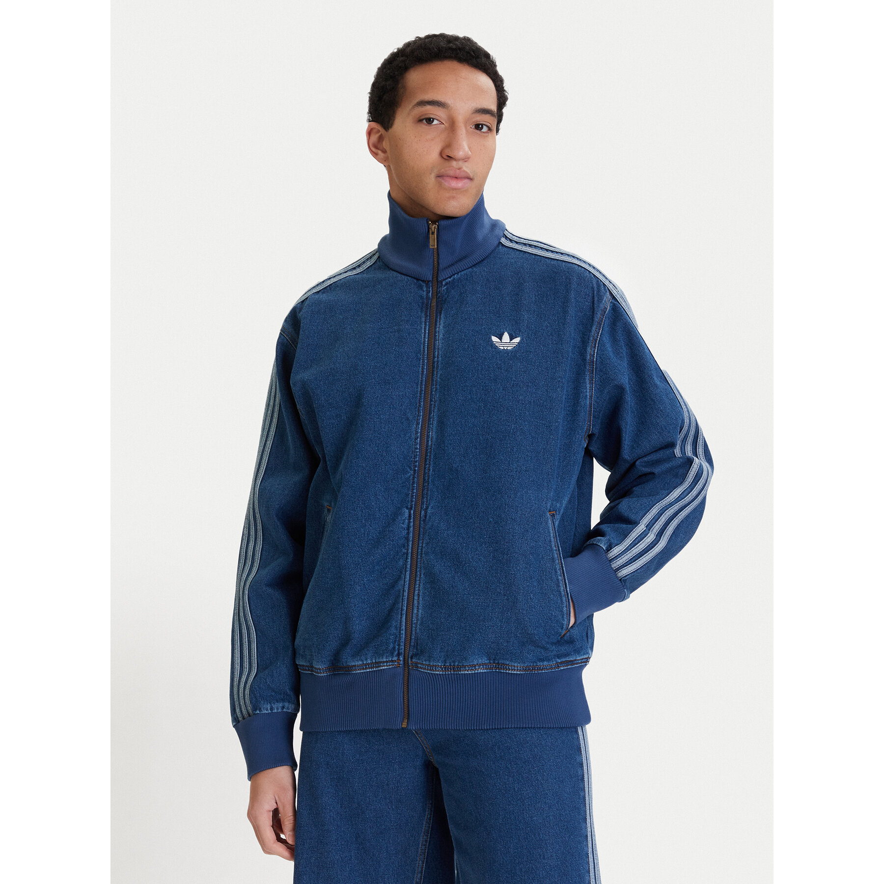 adidas Bluza adicolor Denim Firebird KD1517 Niebieski Loose Fit