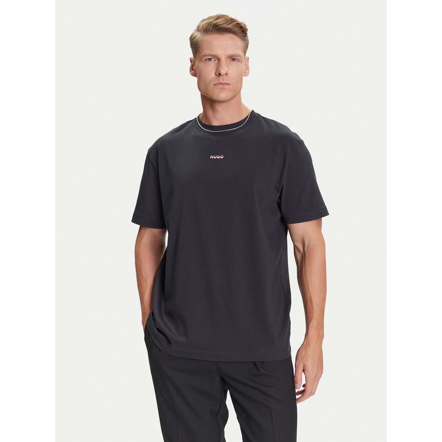 HUGO T-Shirt Split Logo 50544185 Czarny Relaxed Fit