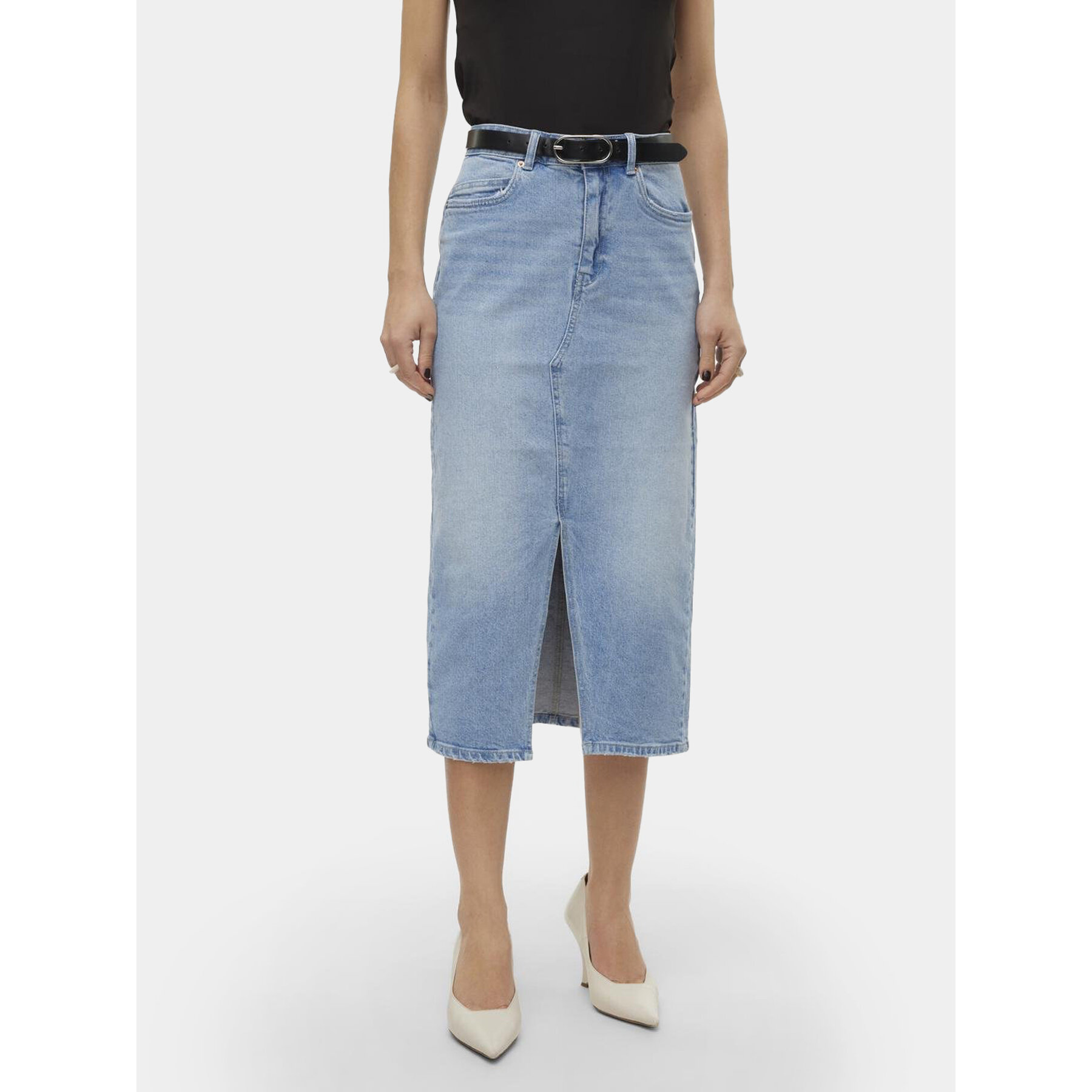 Vero Moda Spódnica jeansowa Veri 10295731 Niebieski Regular Fit