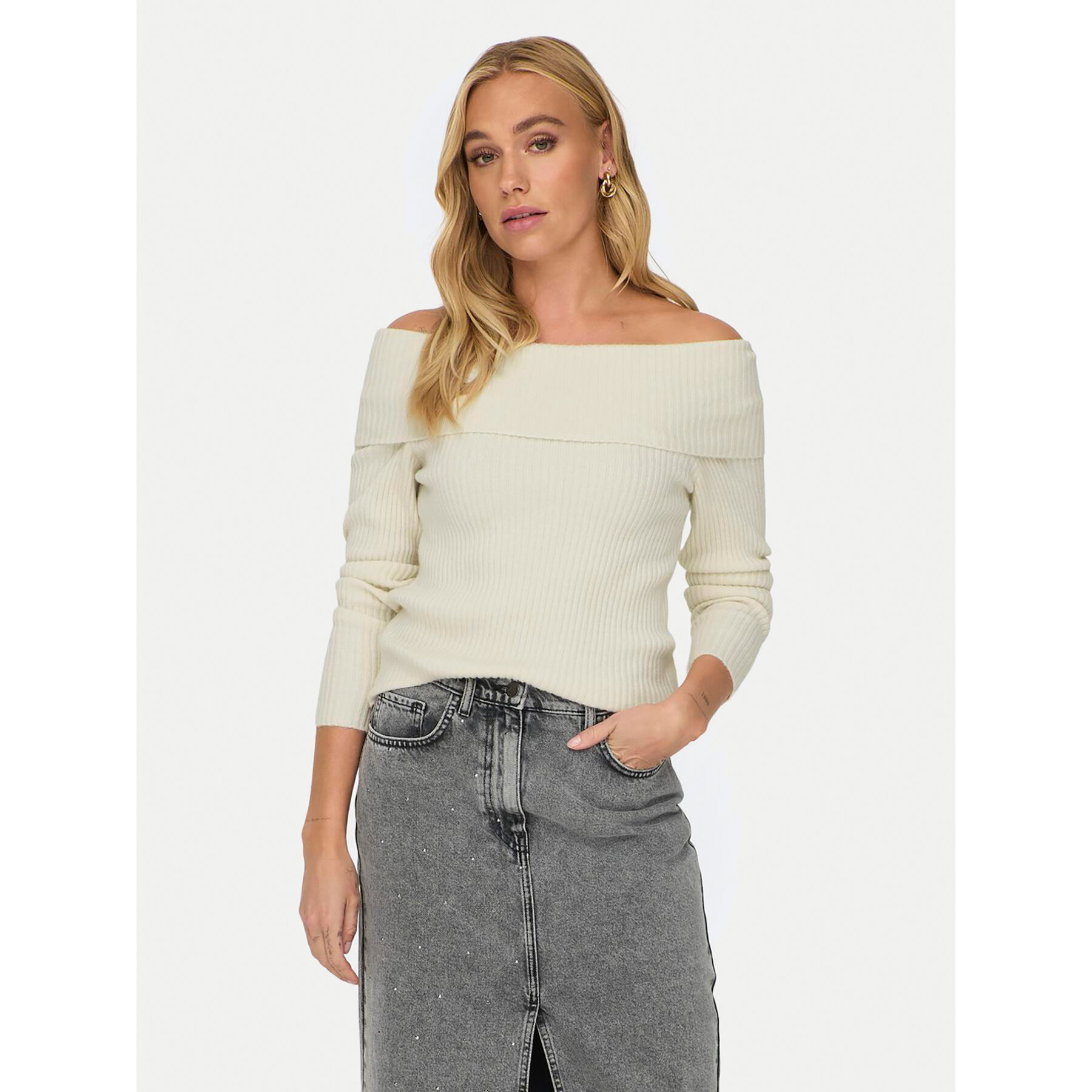 ONLY Sweter Katia 15311830 Écru Regular Fit