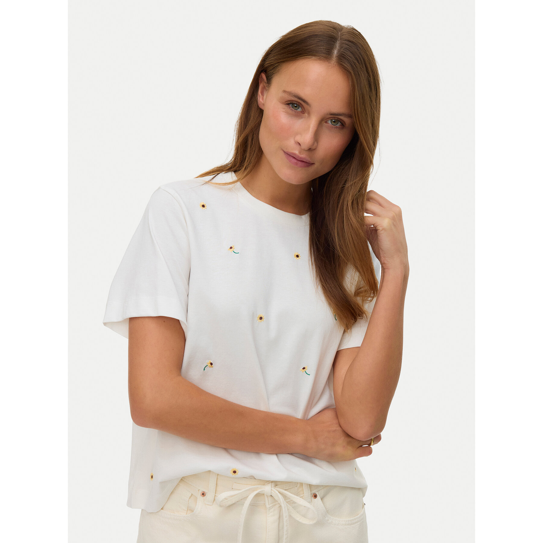 Vero Moda T-Shirt Sola 10341979 Biały Regular Fit