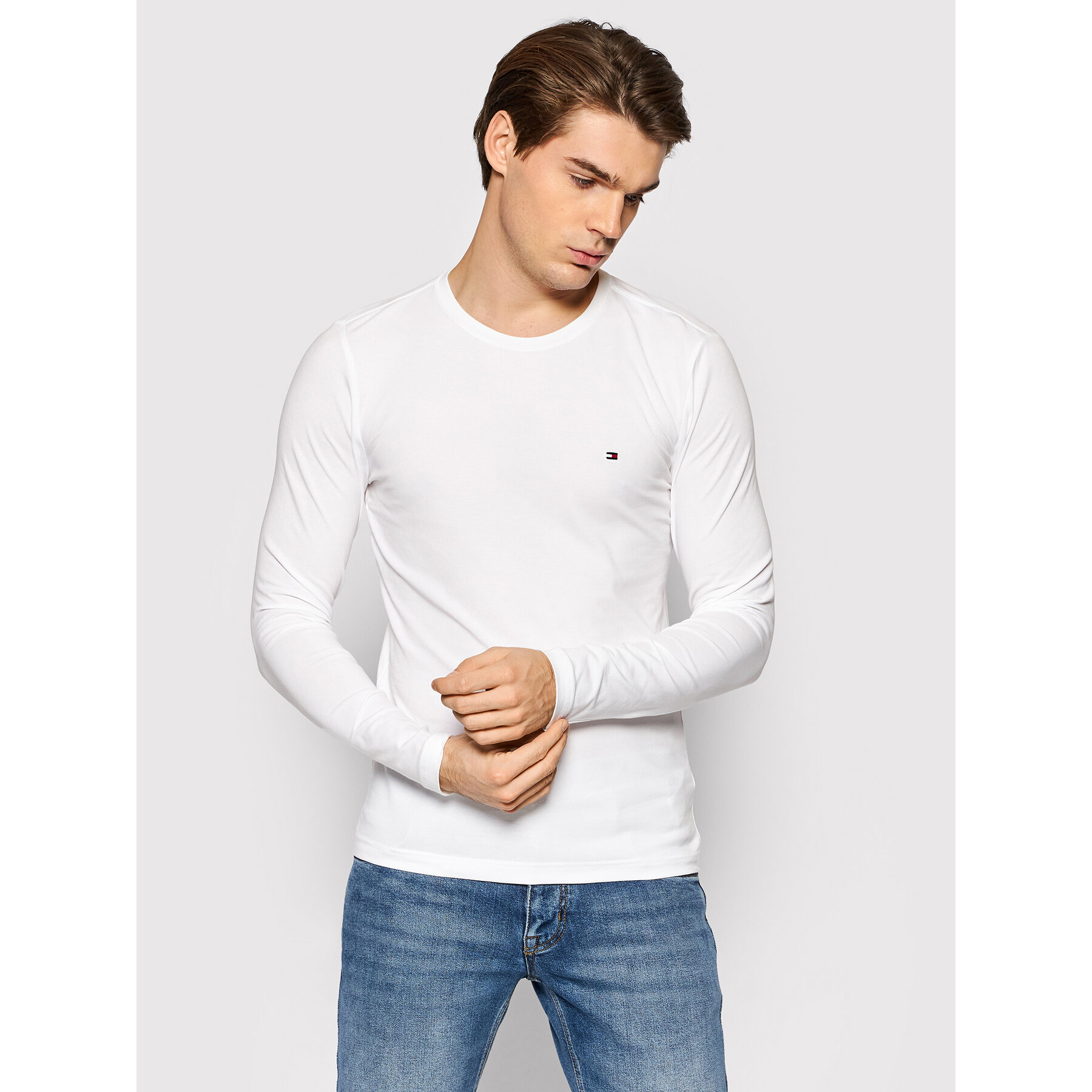 Tommy Hilfiger Longsleeve MW0MW10804 Biały Slim Fit