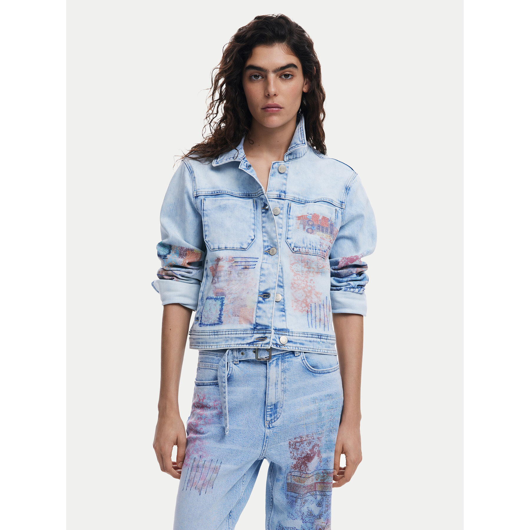Desigual Kurtka jeansowa Los Angeles 25SWED03 Niebieski Regular Fit