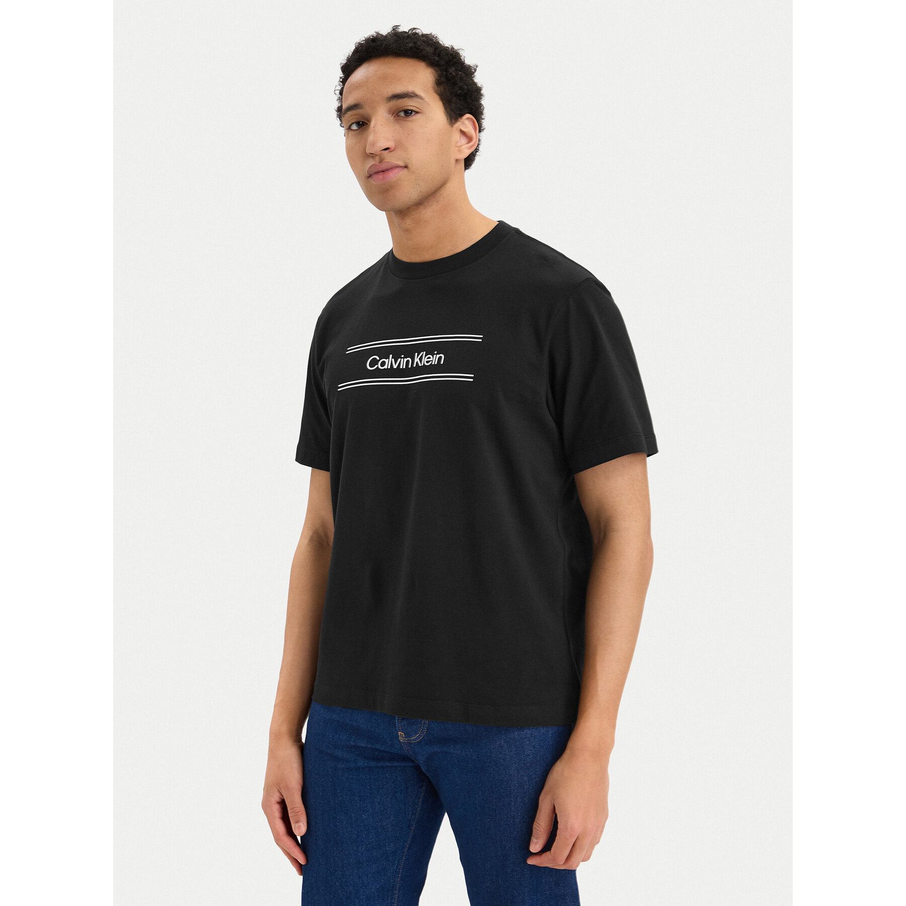 Calvin Klein T-Shirt SS 20s EU LV04LG813G Czarny Regular Fit