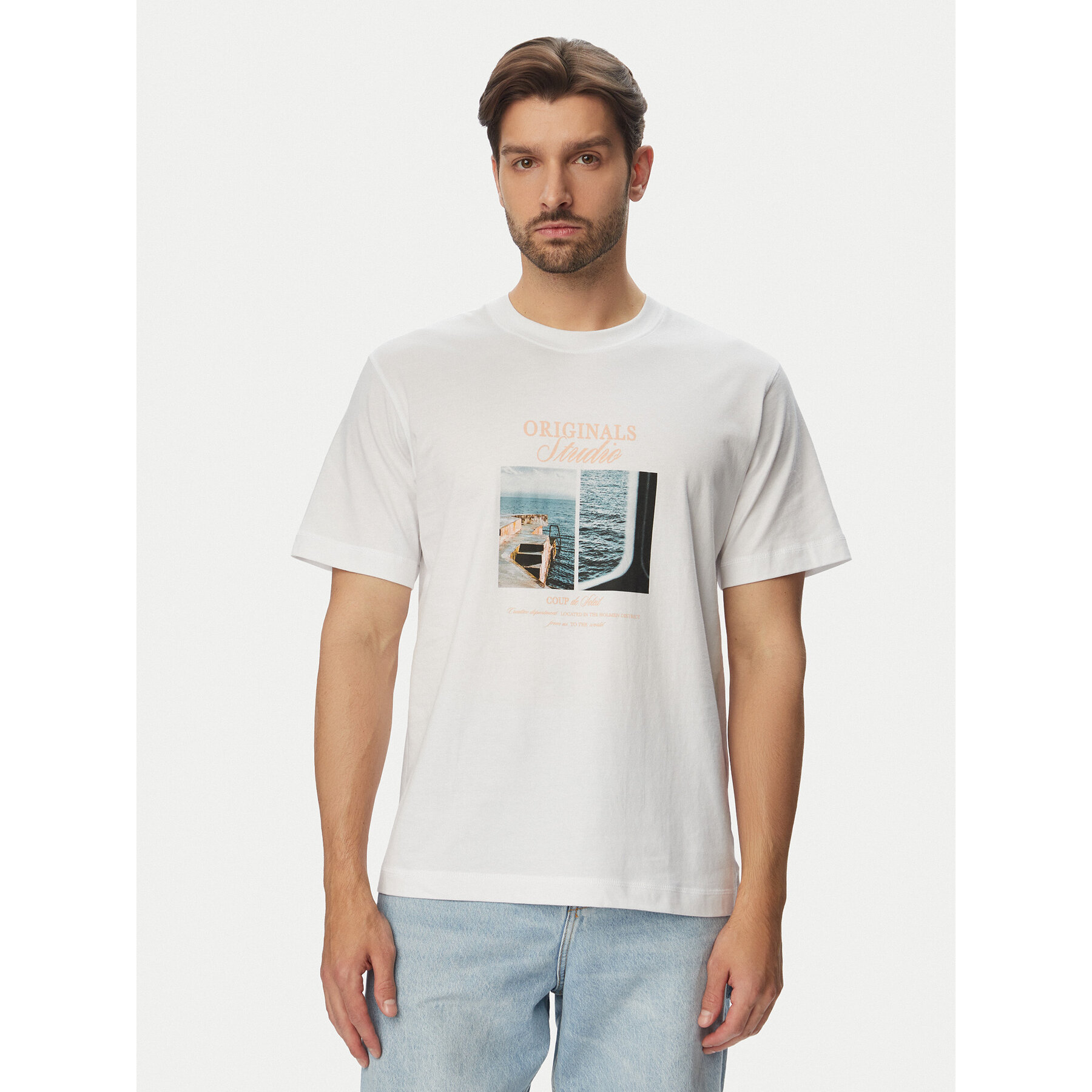 Jack & Jones T-Shirt Norrebro Photo 12291022 Biały Regular Fit