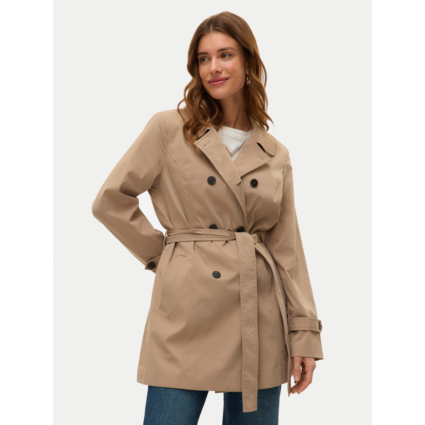 Vero Moda Trencz Chelsea 10329343 Beżowy Regular Fit