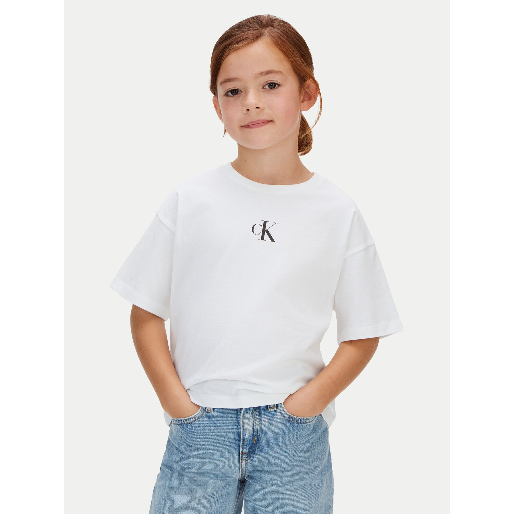 Calvin Klein Jeans T-Shirt LVCKSJA16G Biały Boxy Fit