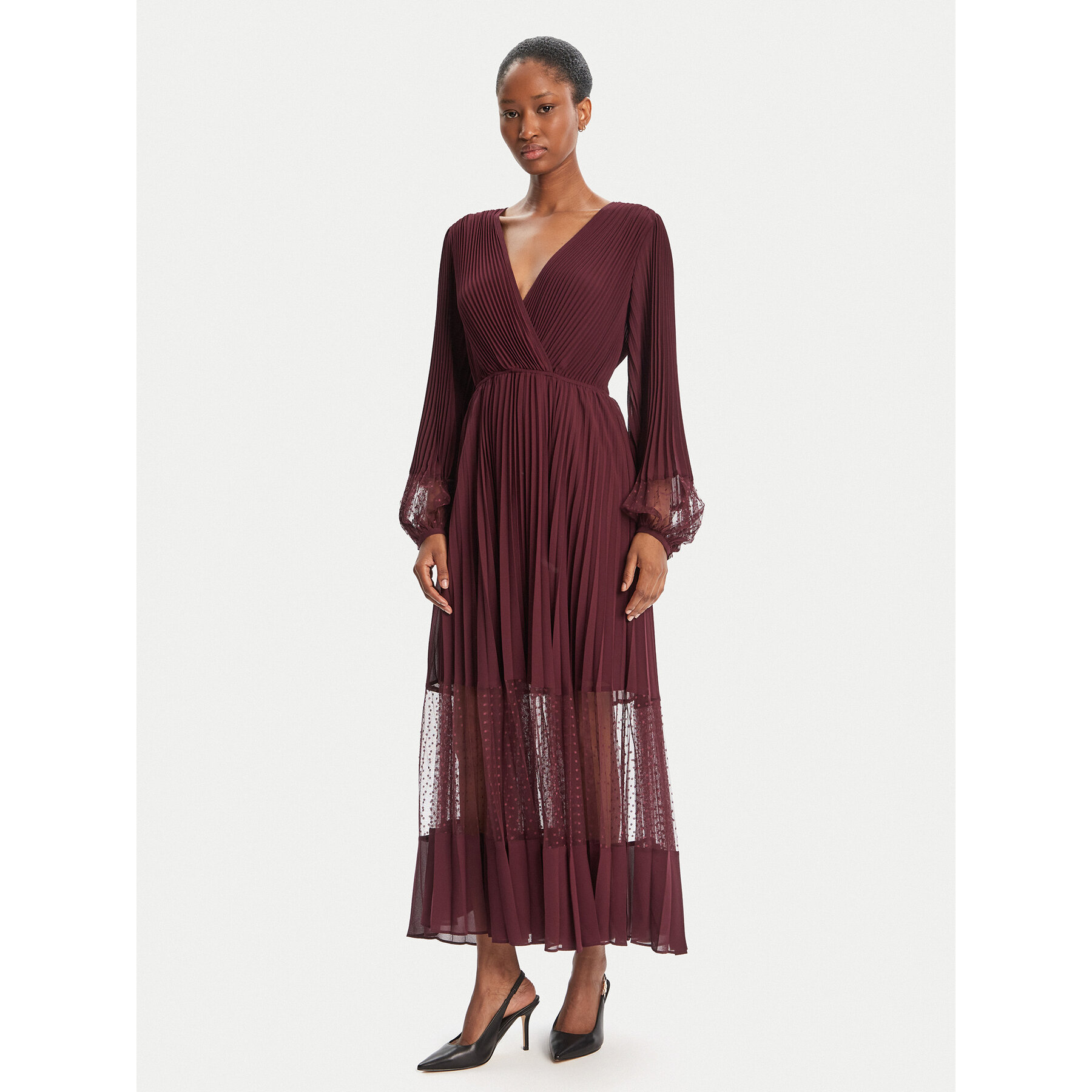 TWINSET Sukienka wieczorowa 252TP2641 Bordowy Regular Fit