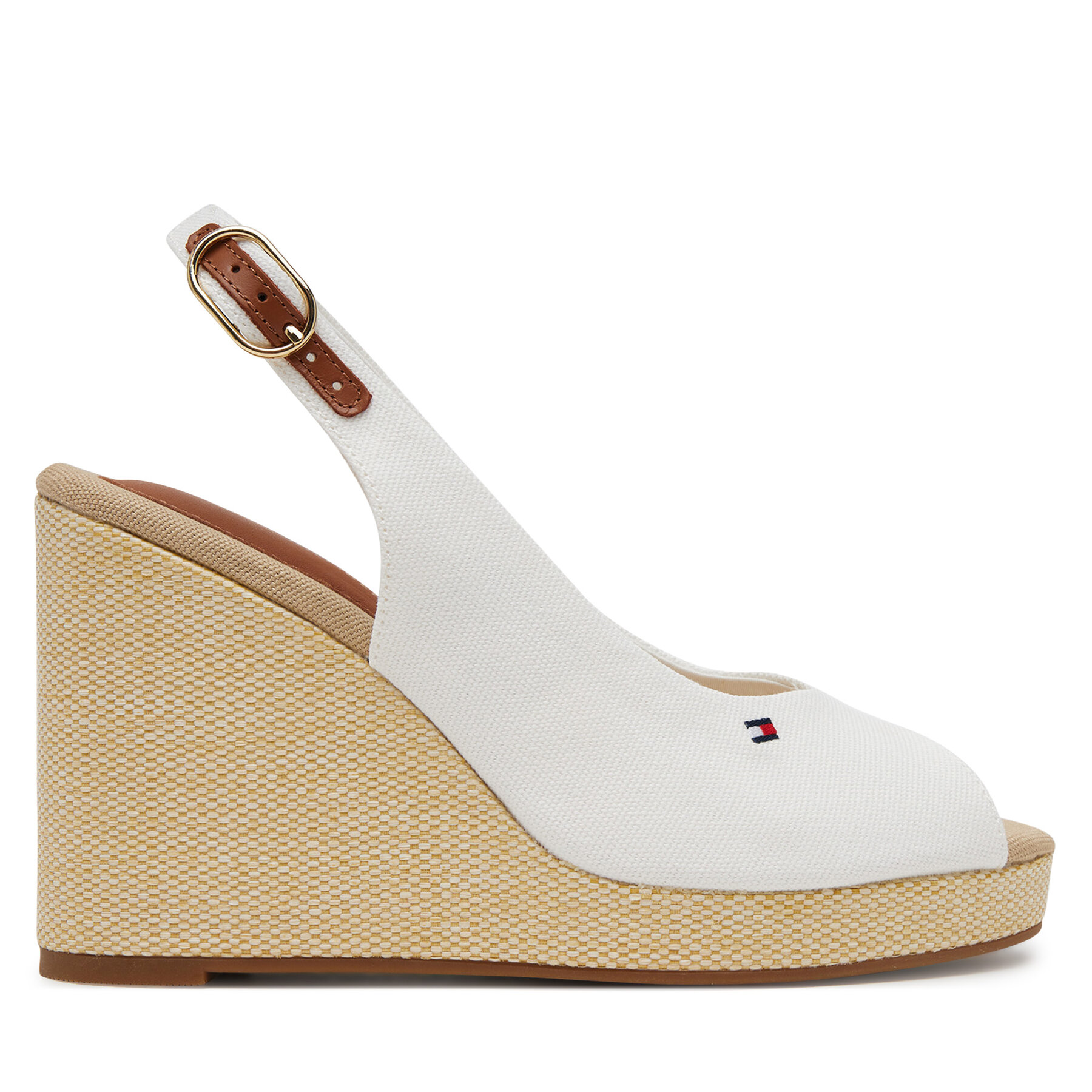 Tommy Hilfiger Espadryle Flag High Wedge Espad Slingback FW0FW08597 Biały