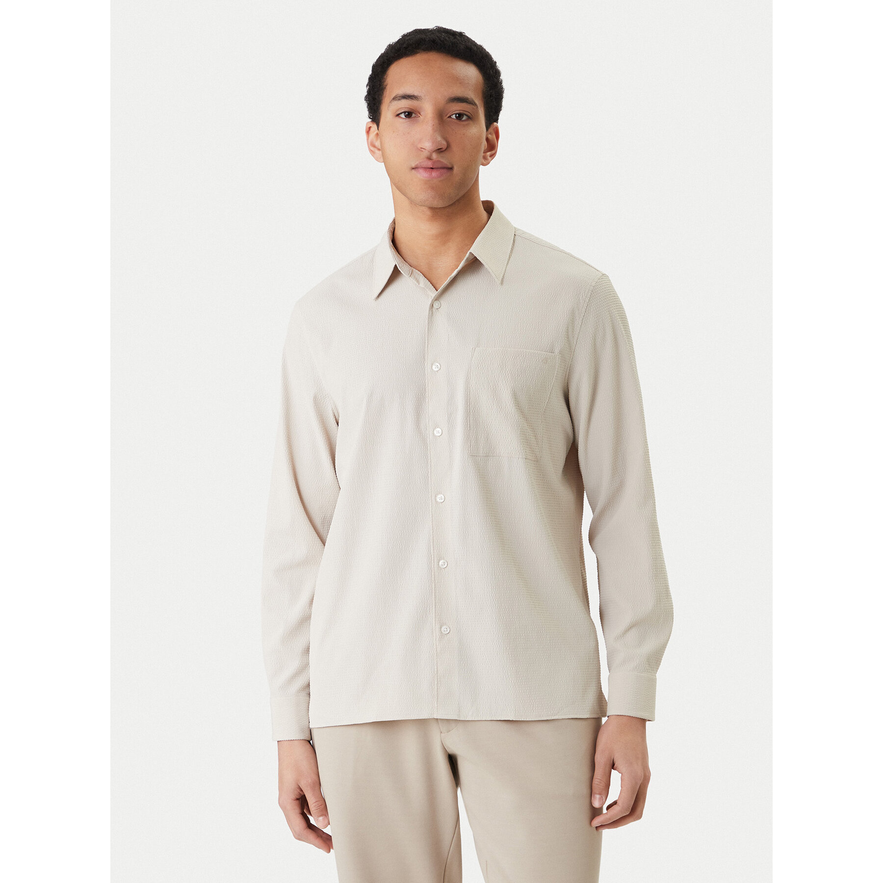 Calvin Klein Koszula LV04LF108G Beżowy Classic Fit