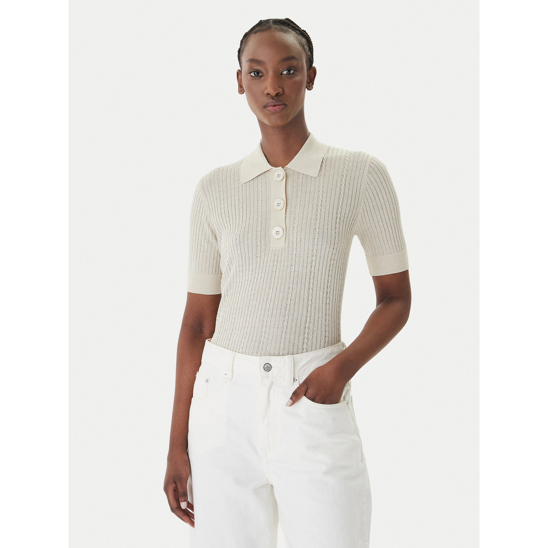 Liu Jo Polo WA6285 MS46J Beżowy Slim Fit