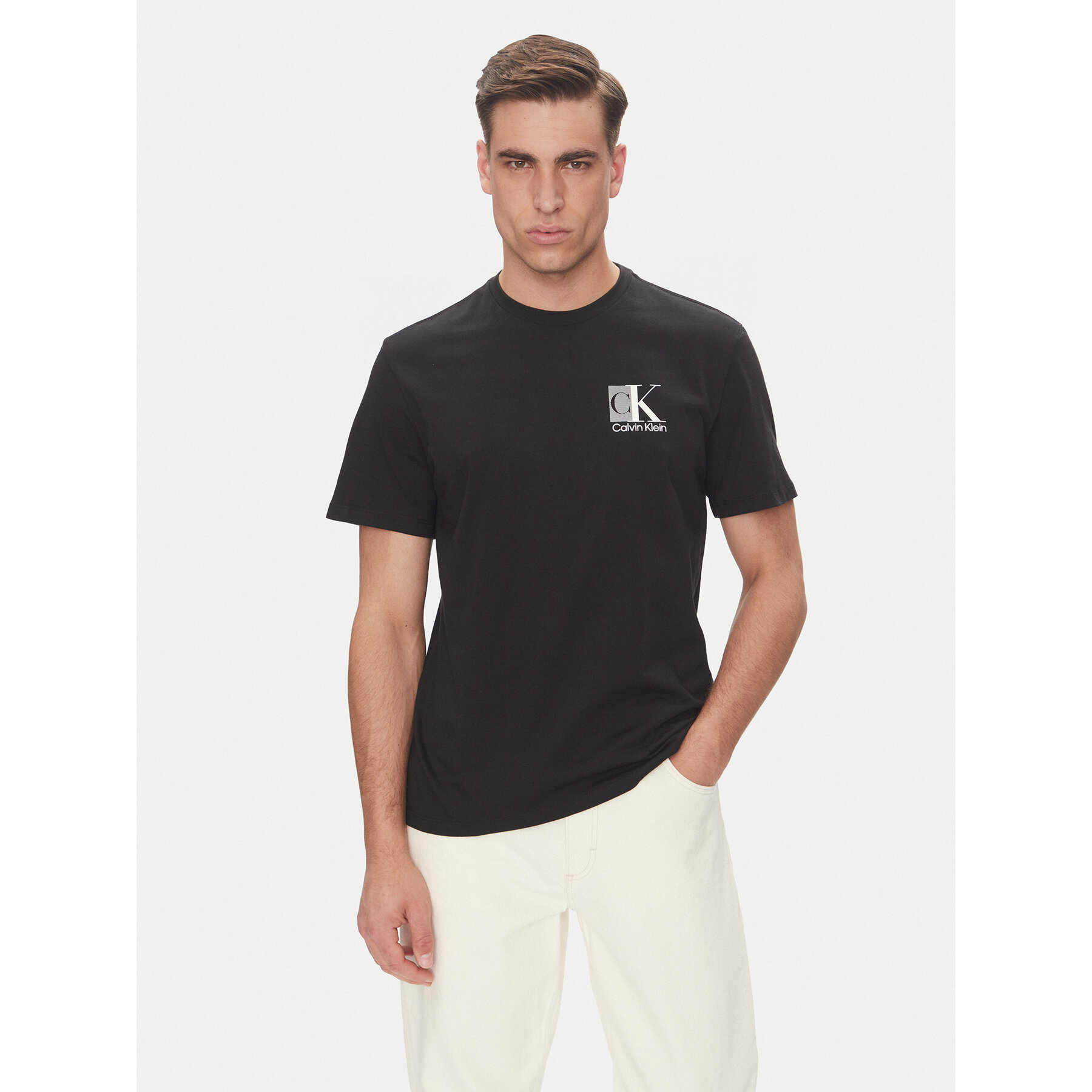 Calvin Klein T-Shirt Abstract Graphic LV04RC853G Czarny Regular Fit